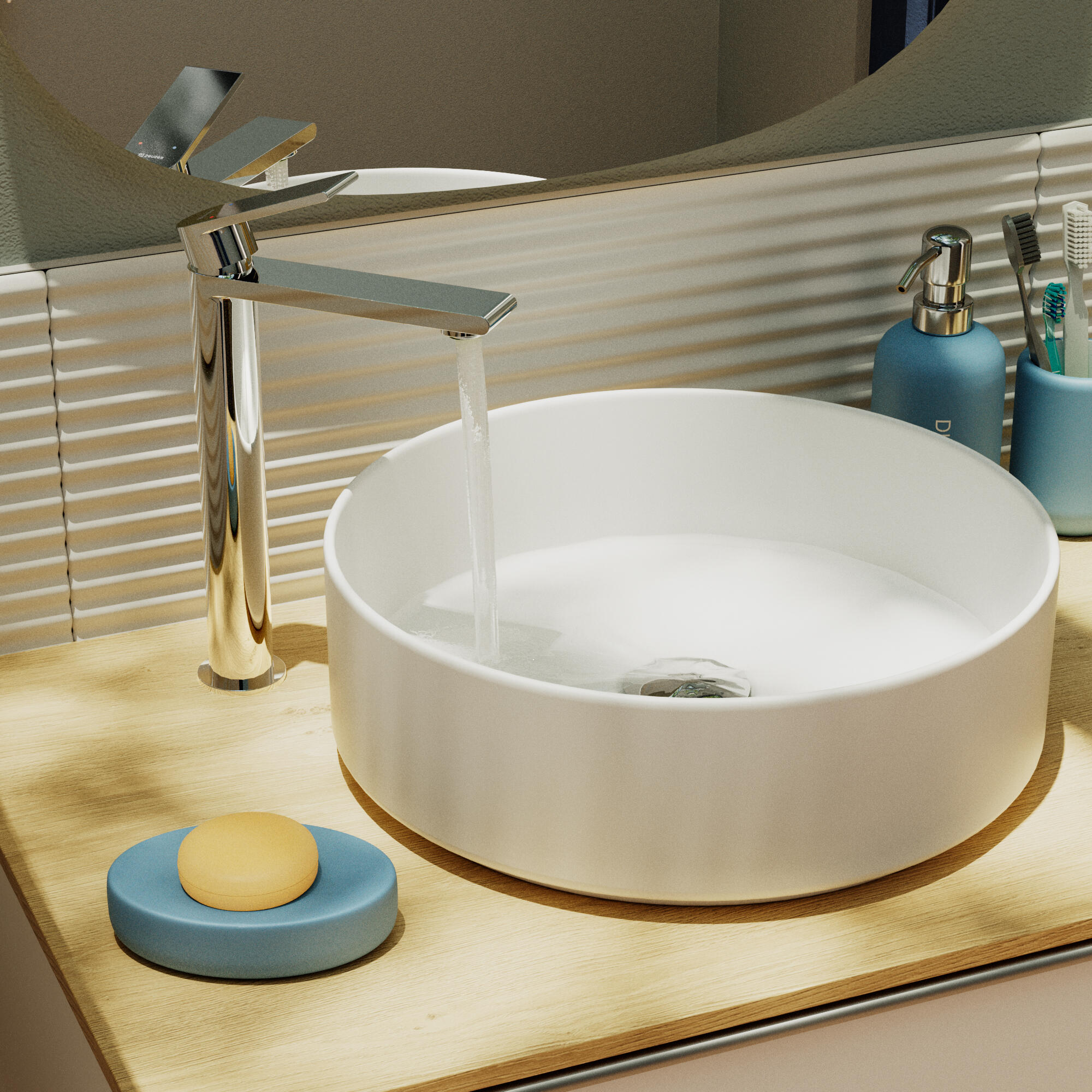 Grifo de lavabo SENSEA Cinta monomando caño alto cromo brillo. Latón - 2