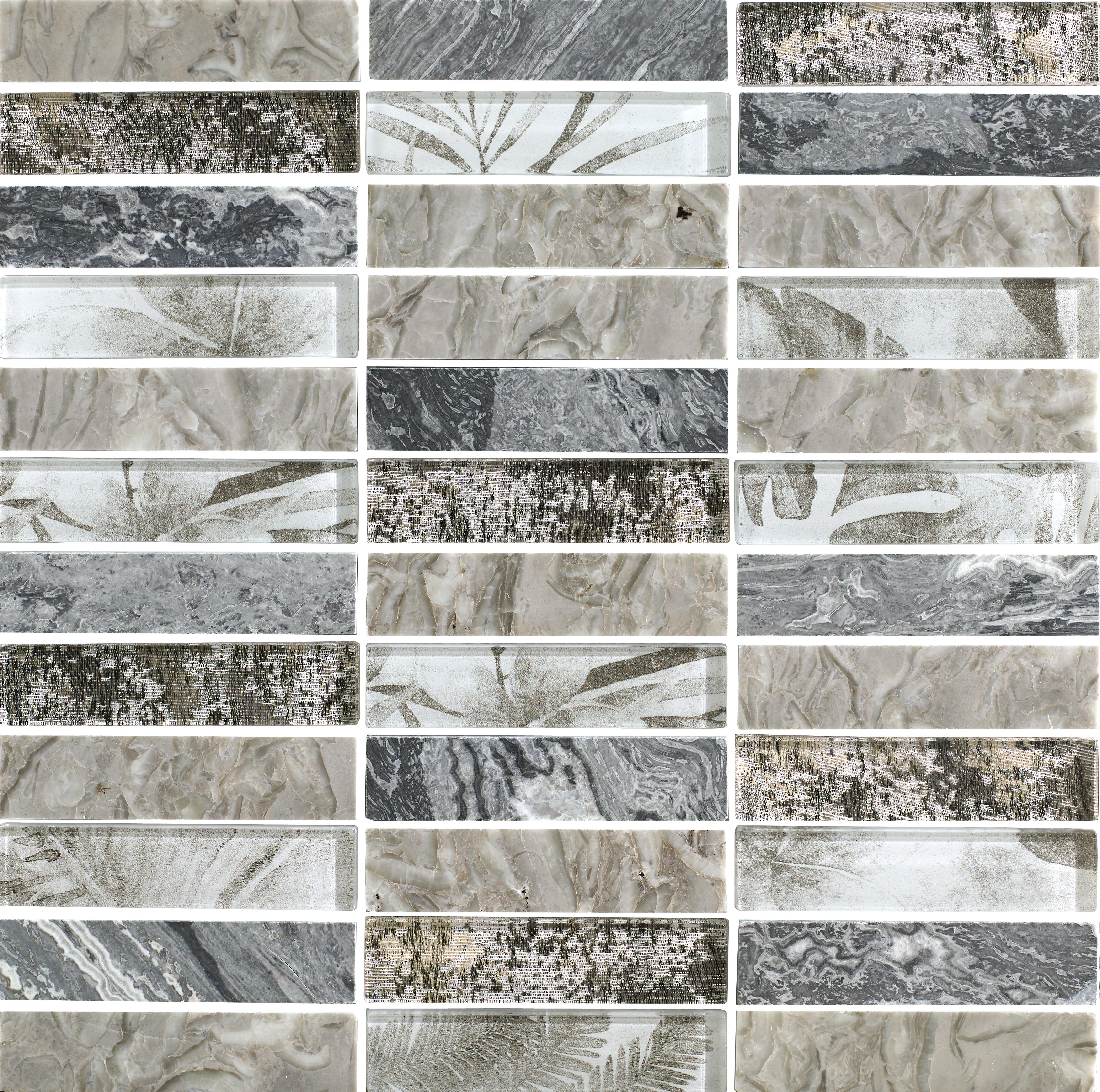 Azulejo mosaico mármol nordic efecto vidrio gris 30x30 cm