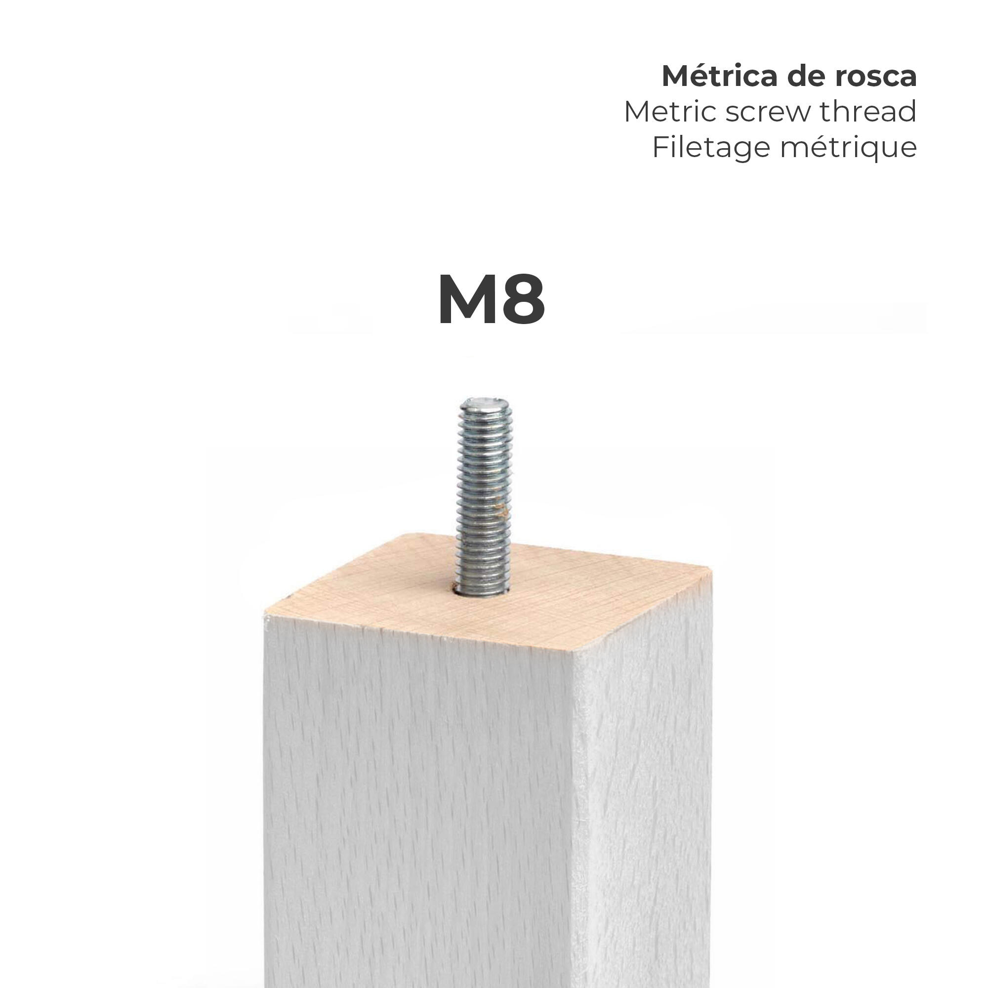 Piede per mobili REI 2-453.150.01 in legno bianco opaco  P 5 x H 15 cm - 3