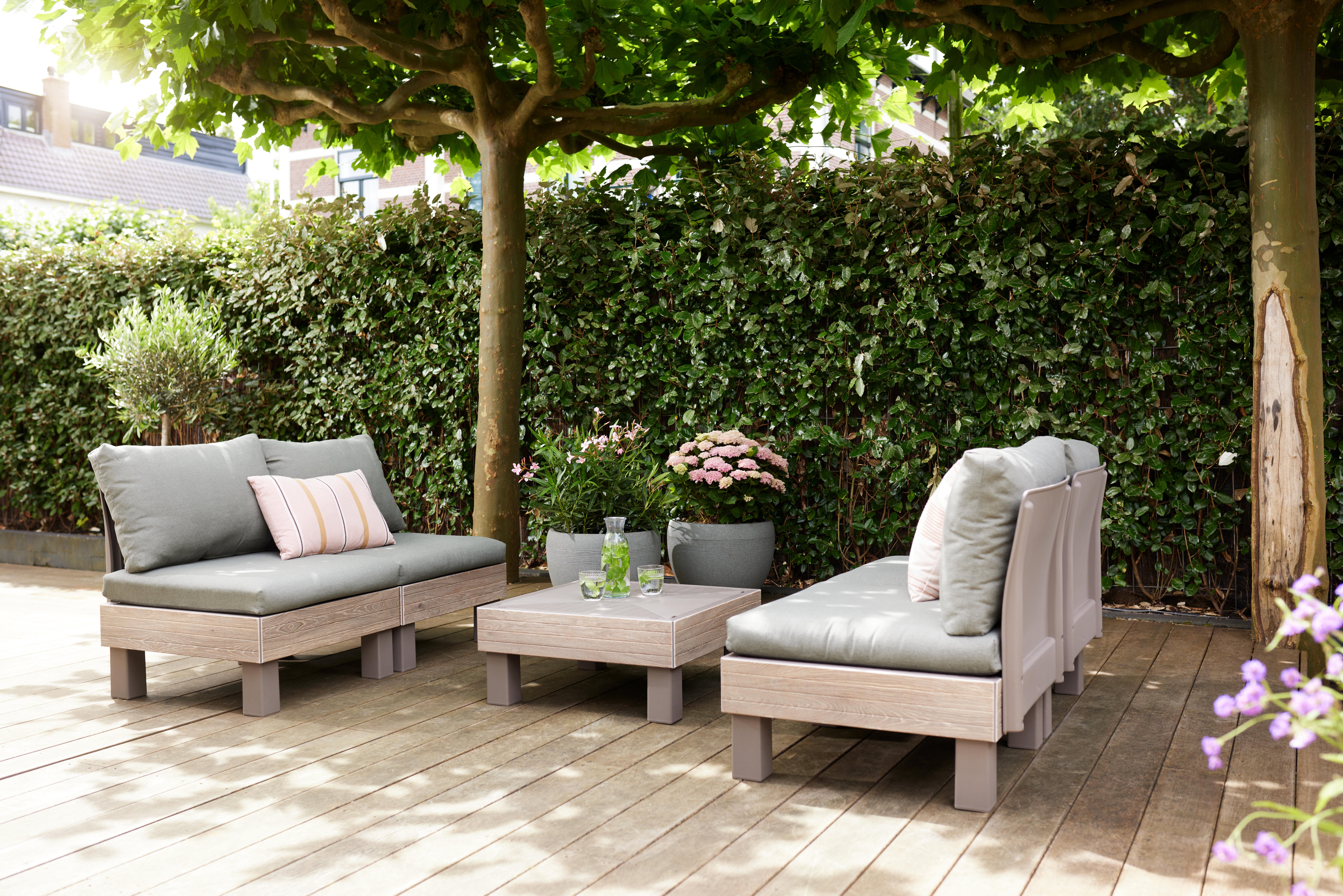 Mesa auxiliar de jardín de polipropileno Elements negro de 65x29x65 cm - 9