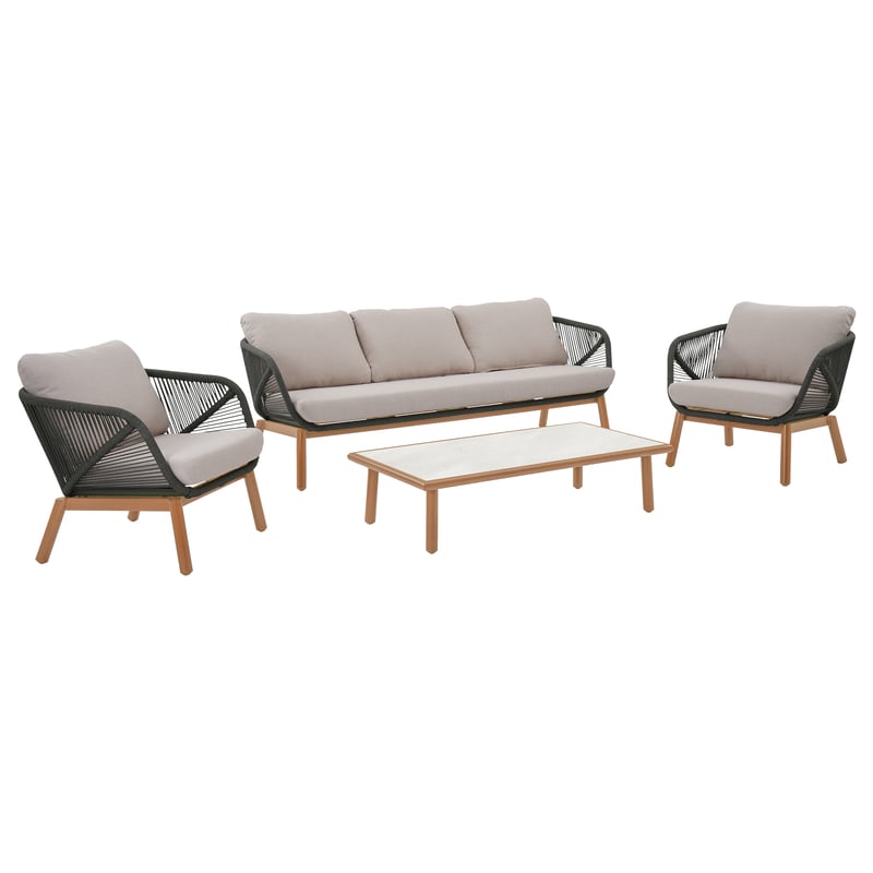 Meble ogrodowe Auro zestaw wypoczynkowy sofa 2 fotele stolik Esti&Esta