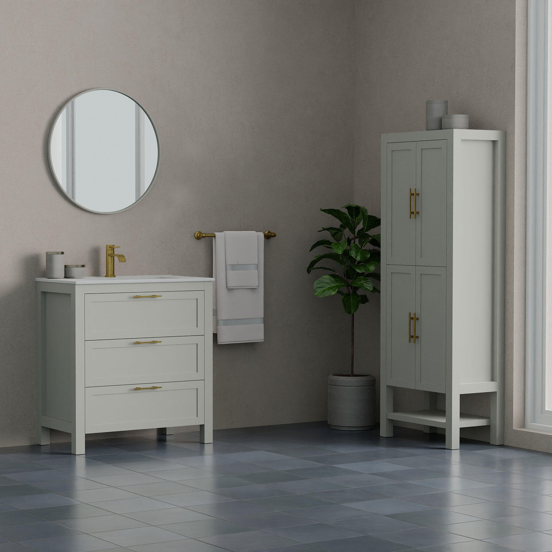 Mueble de baño con lavabo kende gris 80x46 cm