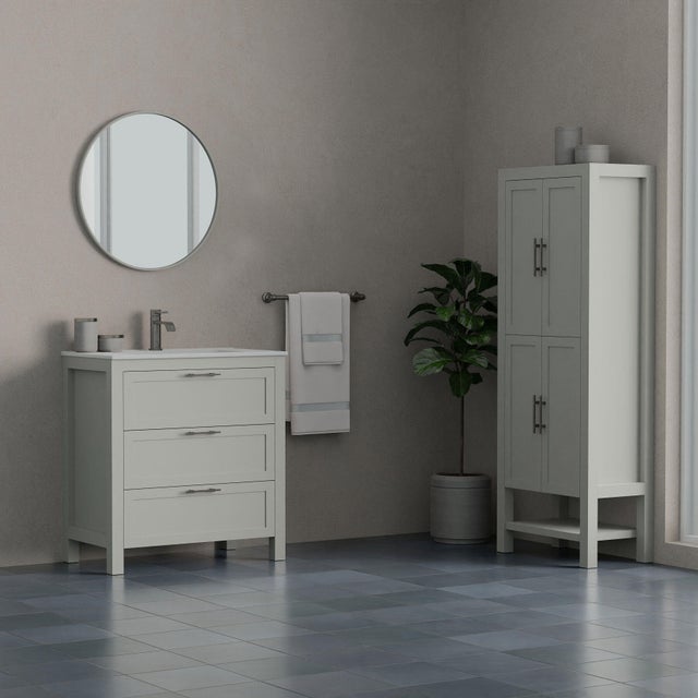 Meuble vasque 3t l.80 x H.85 x P.45cm gris clair argt Kende