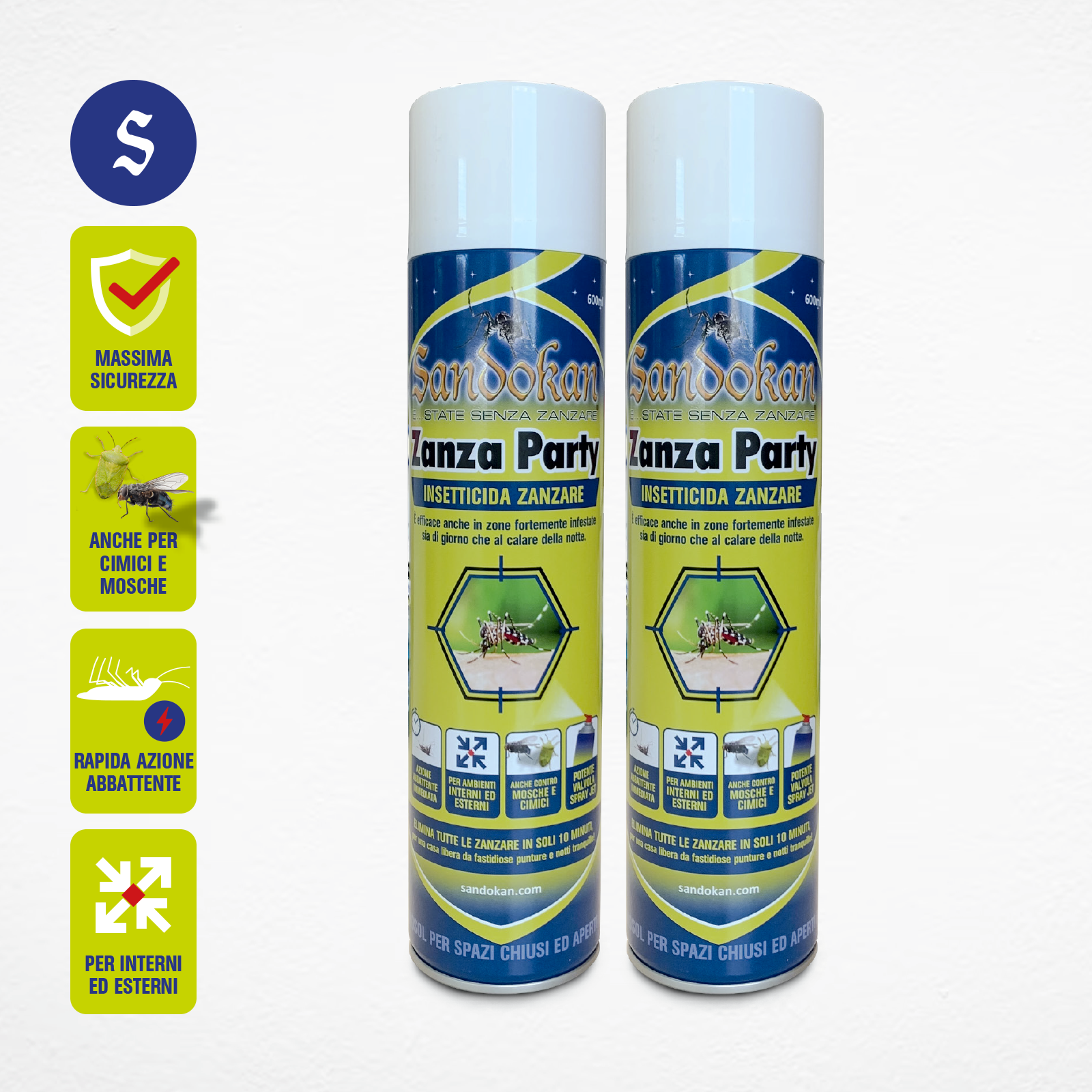 Insetticida aerosol SANDOKAN Bipacco Zanza Party 600 ml - 2