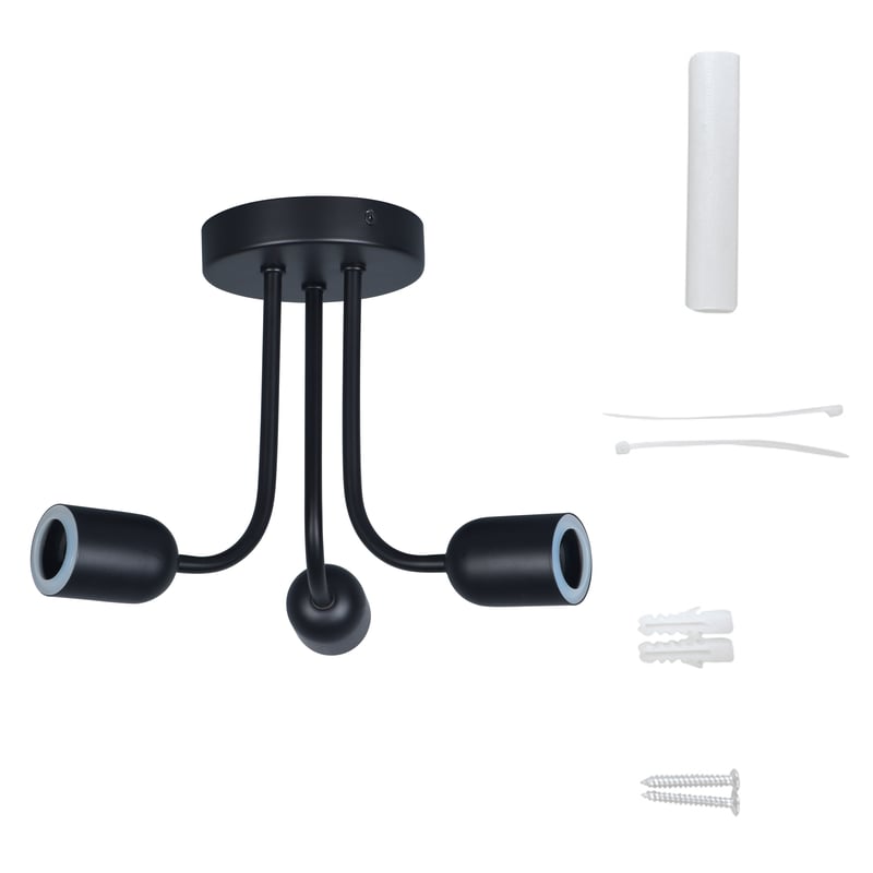 Lampa sufitowa Varela czarna 3 x E27 IP44 Inspire