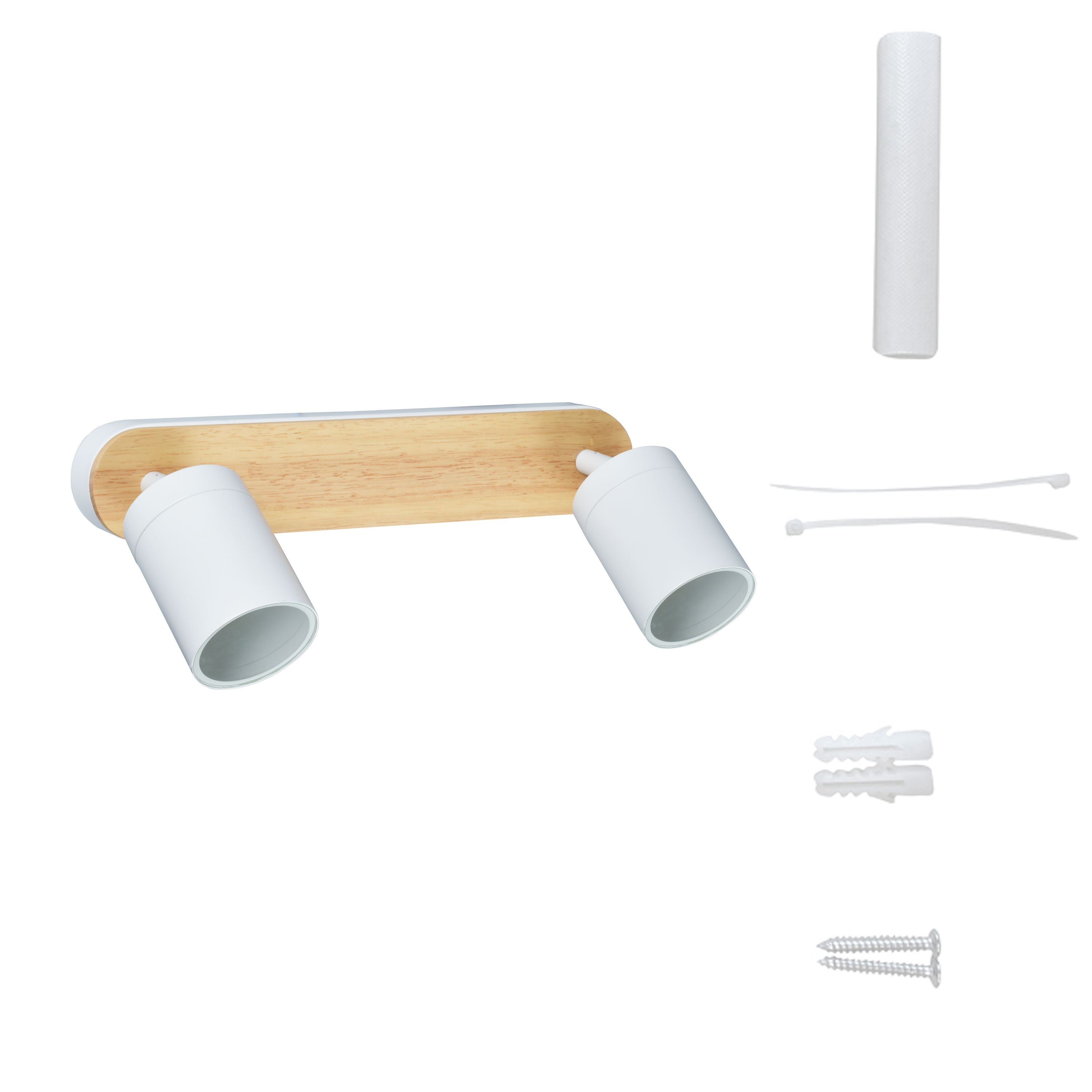 Rampe 2 spots salle de bain Malabe GU10 max 10W, bois / métal blanc,  INSPIRE - 7