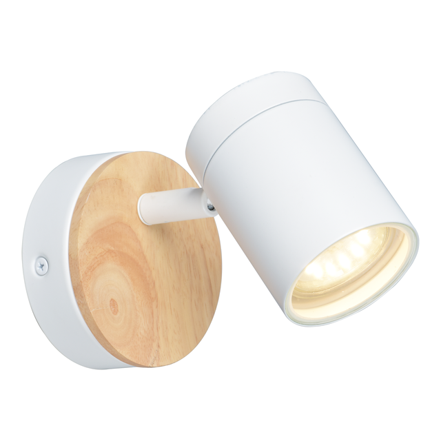 Spot salle de bain Malabe GU10 max 10W, bois / métal blanc,  INSPIRE