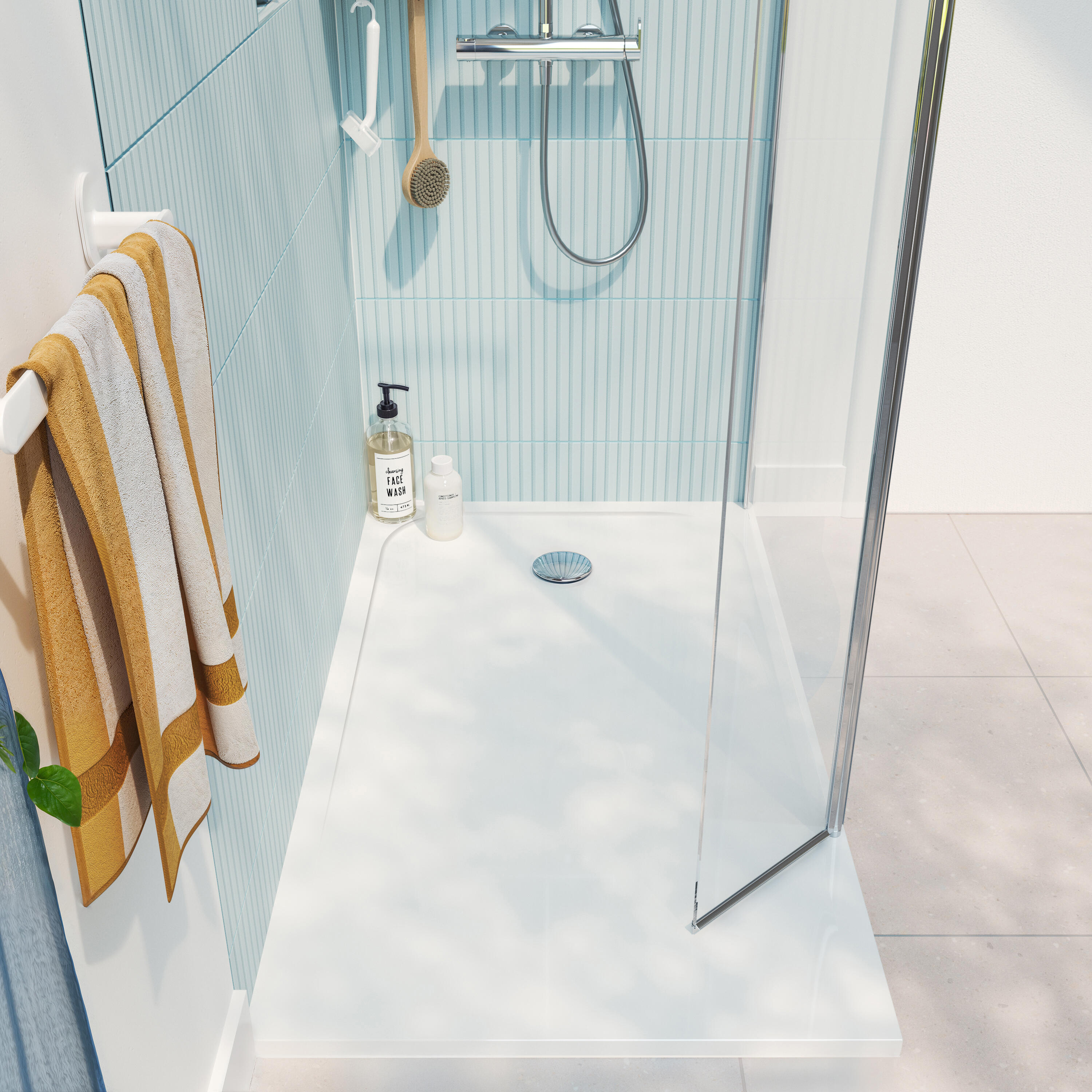 Painel de duche movivél 30x195 cm transparente e cromado Easy - 4