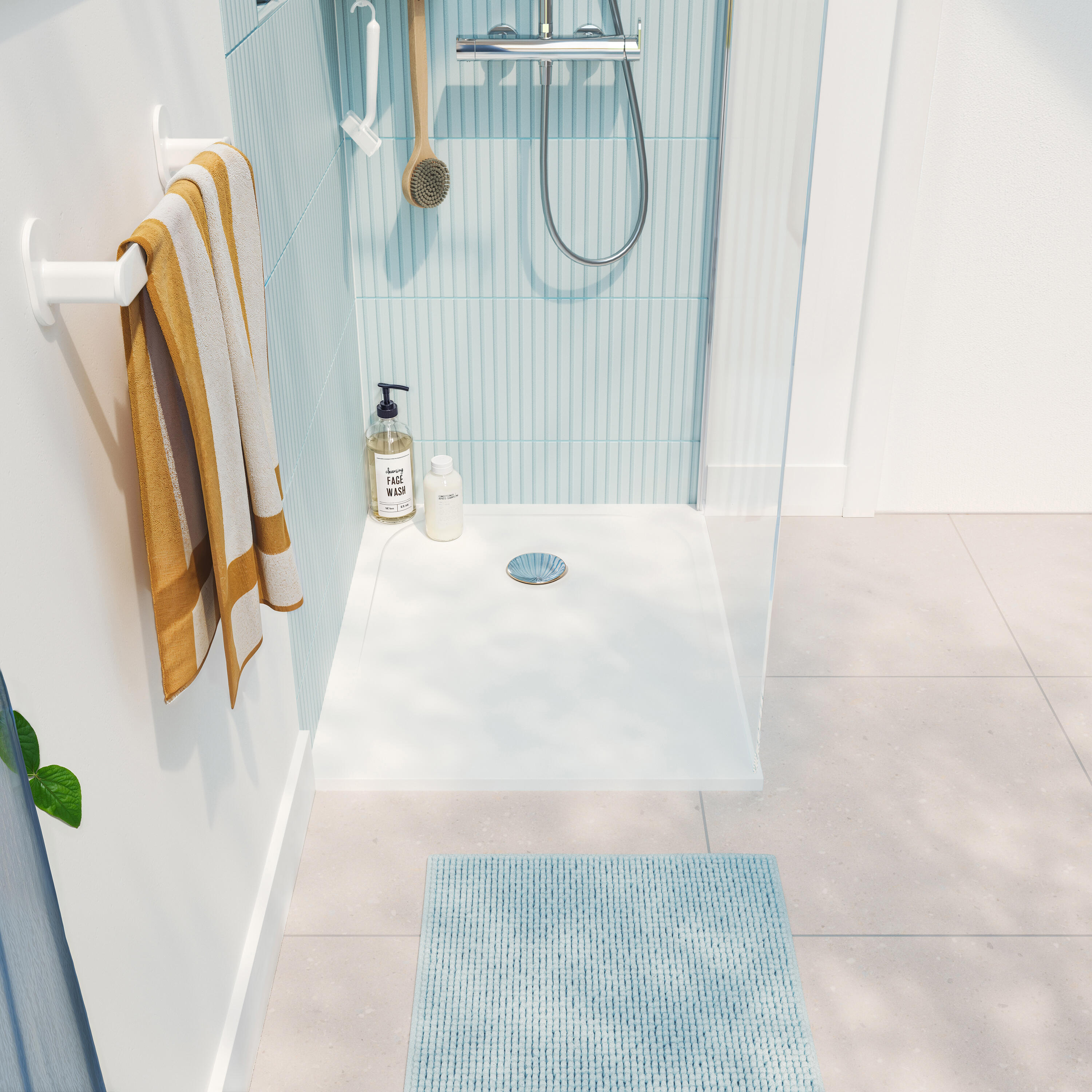 Painel de duche fixo 90x195 cm transparente e cromado Easy - 9