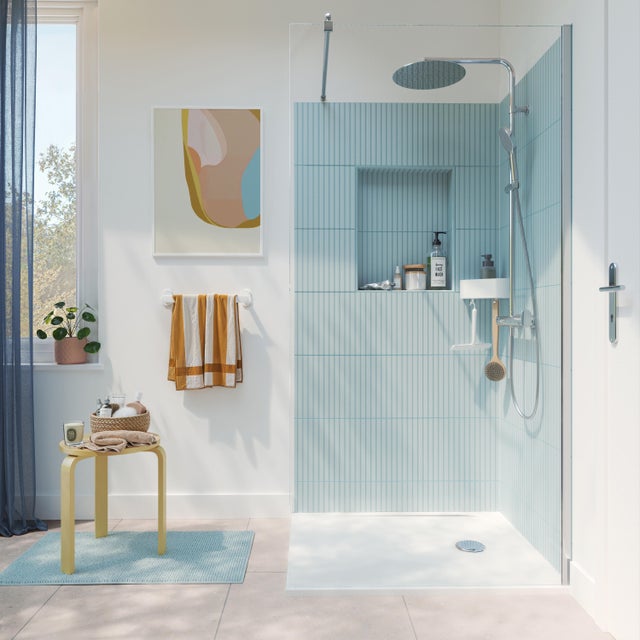 Paroi de douche à l'italienne verre transparent, l.100 cm, Ep. 6 mm chromé Easy