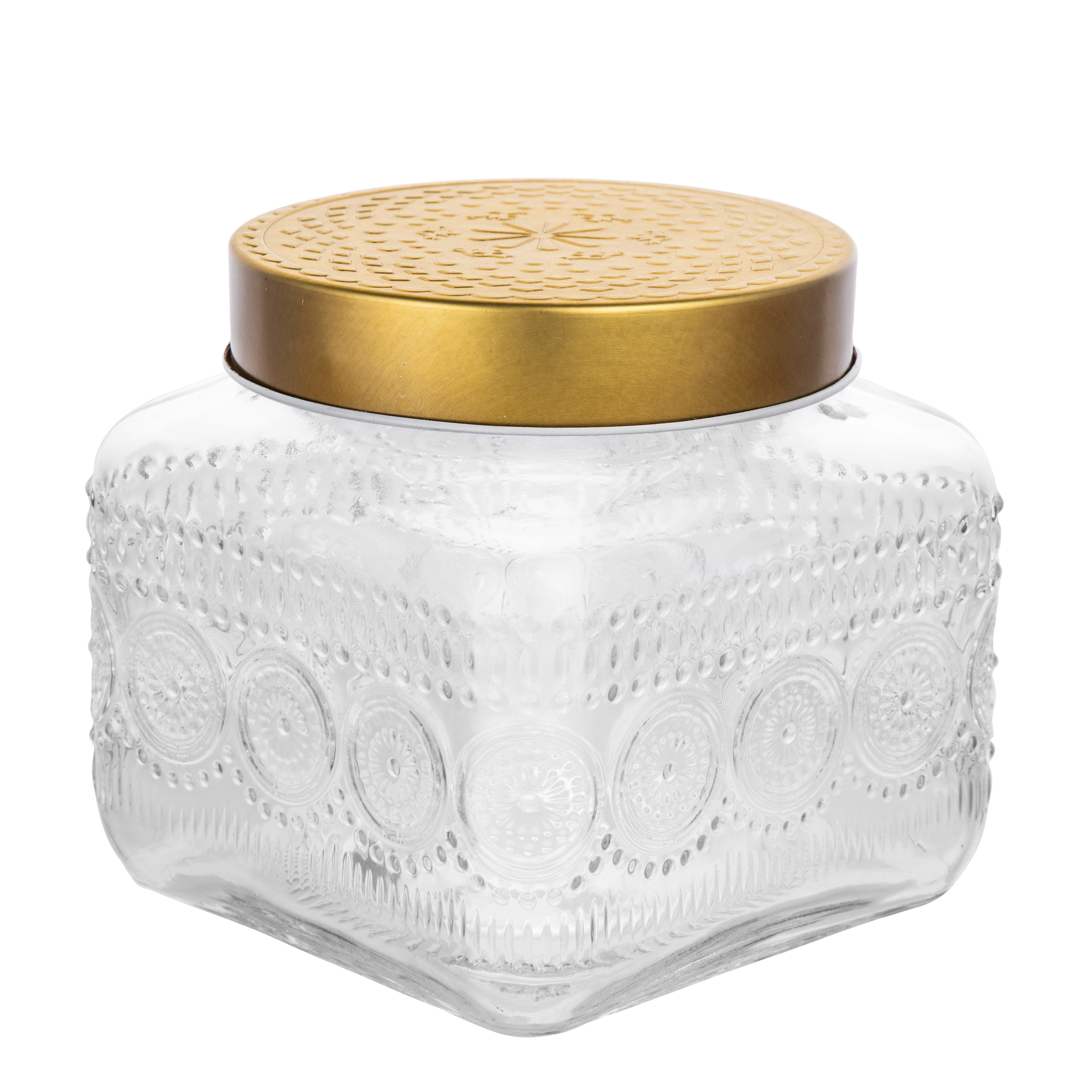 Pojemnik kwadratowy złoto Daisy 12.5 x 12 cm