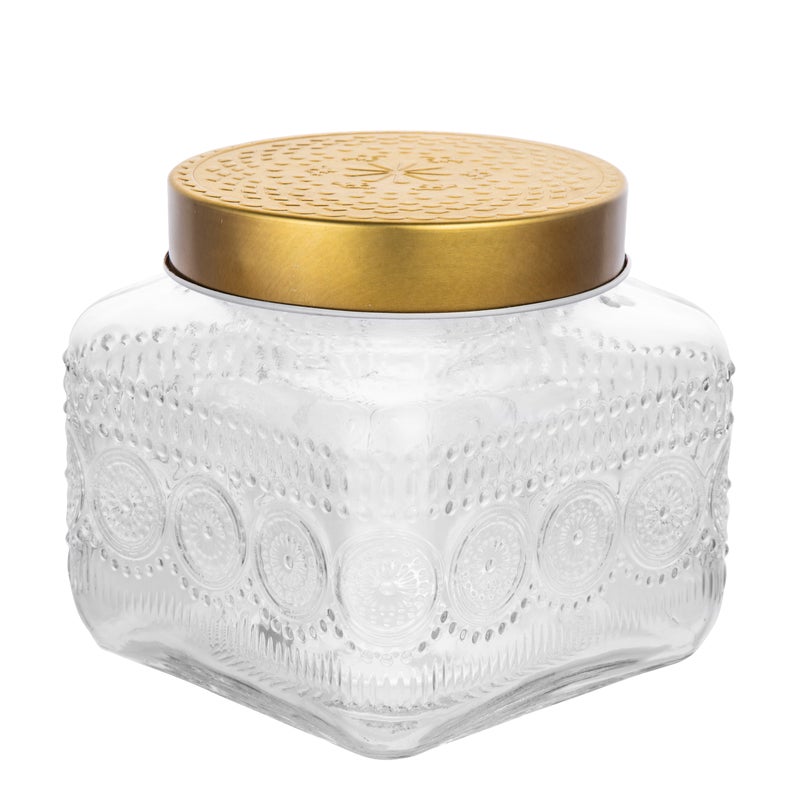 Pojemnik kwadratowy złoto Daisy 12.5 x 12 cm