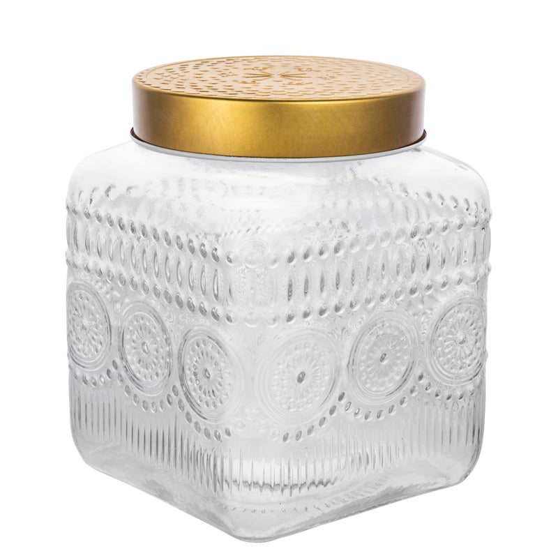 Pojemnik kwadratowy złoto Daisy 12.5 x 16 cm