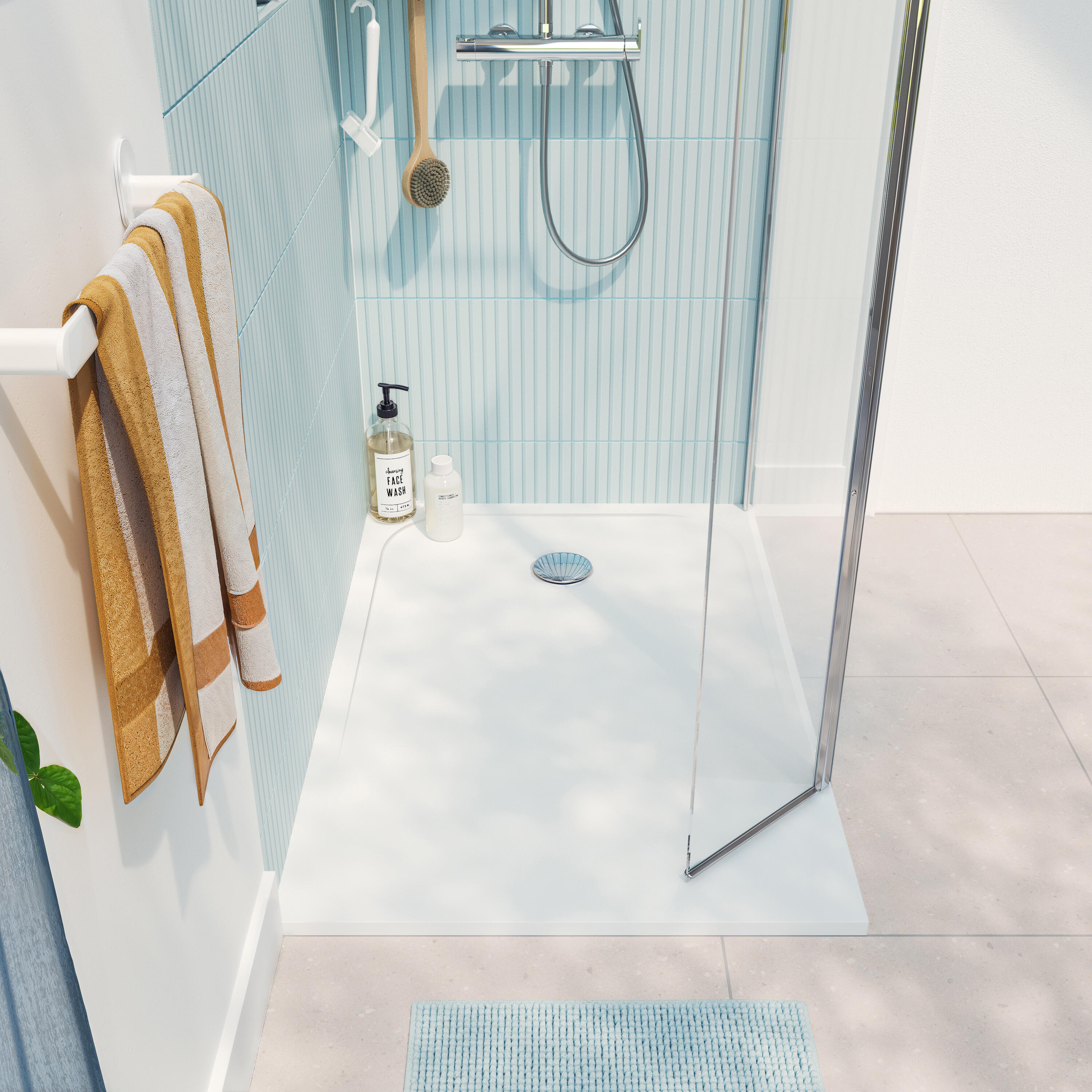 Painel de duche movivél 30x195 cm transparente e cromado Easy - 3