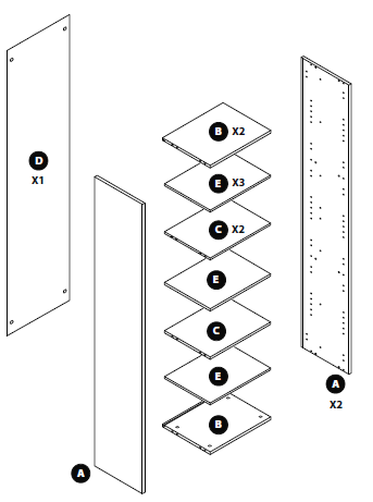 Caisson colonne l.30 x H.173 x P.33 cm, chêne, Remix - 12