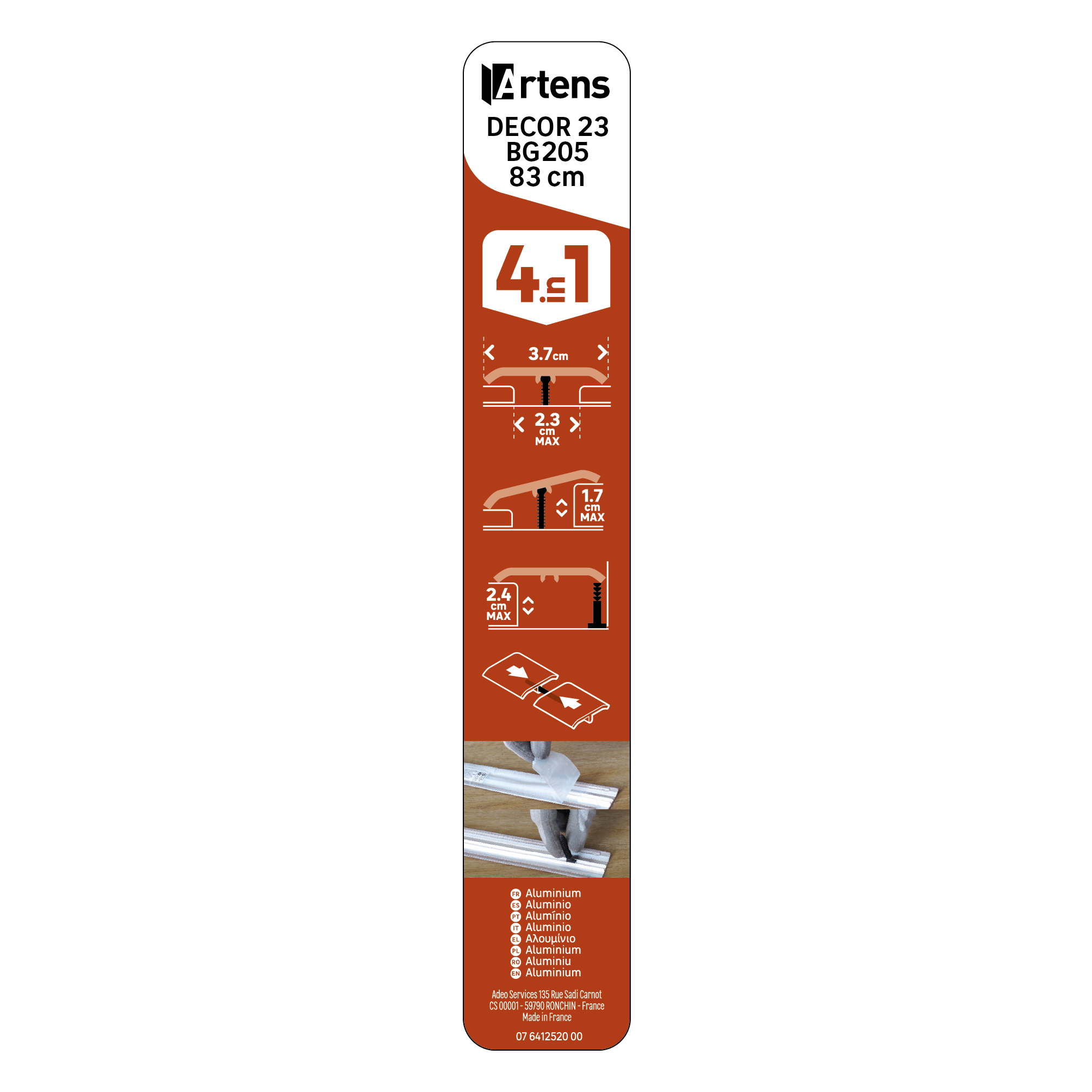 Barre de seuil 4 en 1 alu décor 23 à fixer, l.3.7 cm x L.83 cm ARTENS - 6