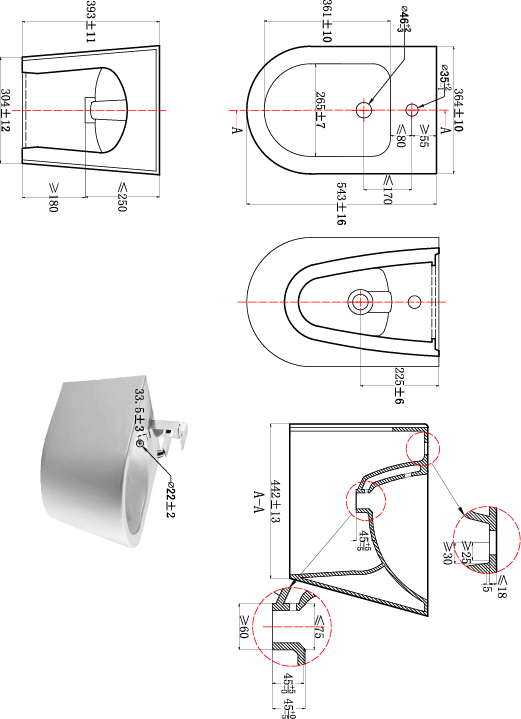 Bidé 36.4x54.5x54.5 cm branco Sensea Neo - 5
