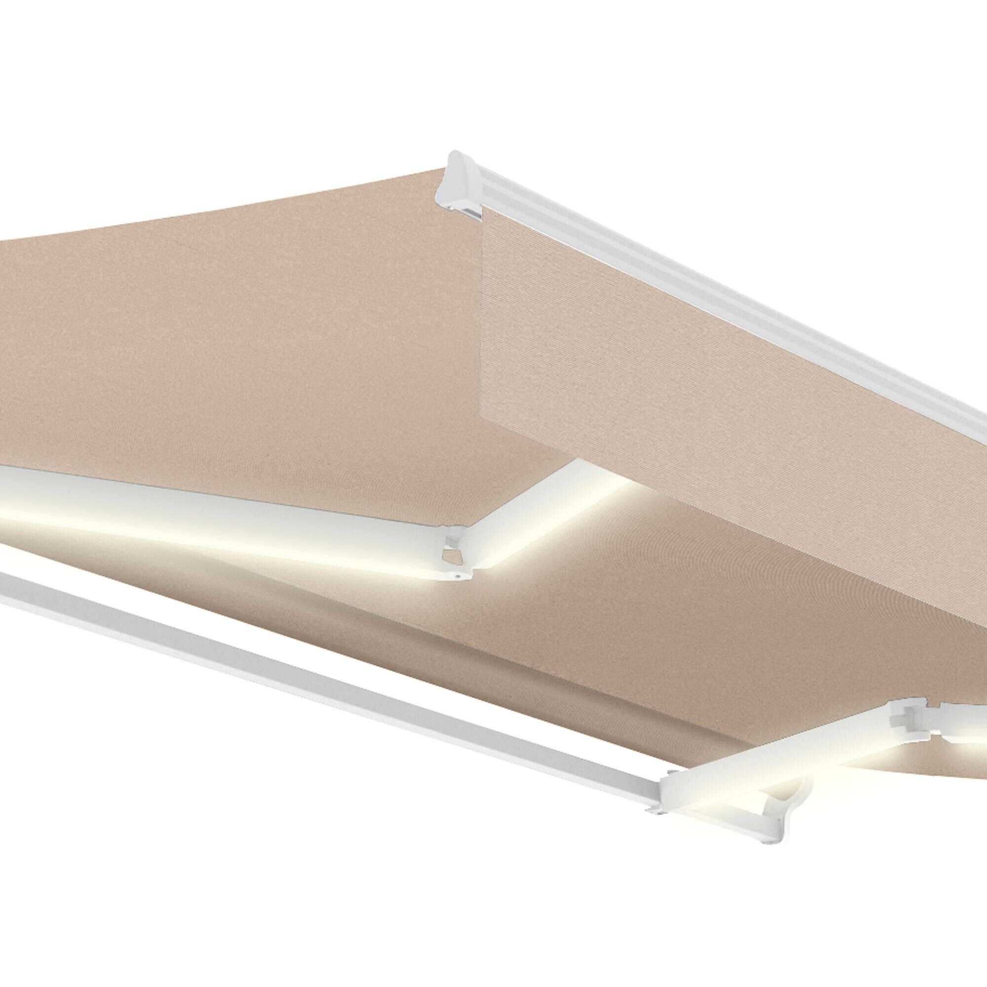 Toldo brazo extensible terraza Oasis manual LED blanco tela beige 4x2.5m - 9
