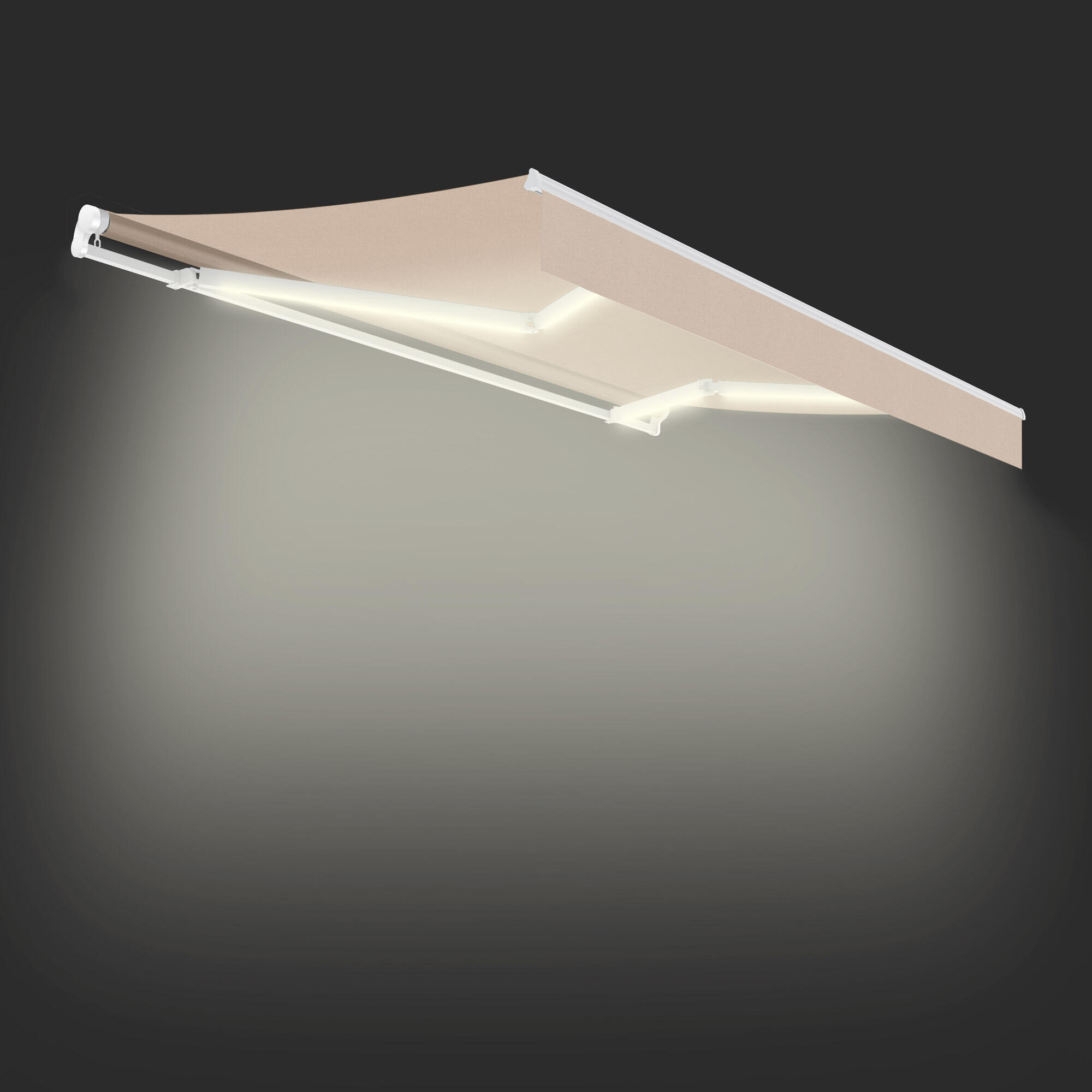 Toldo brazo extensible terraza Oasis manual LED blanco tela beige 4x2.5m - 4