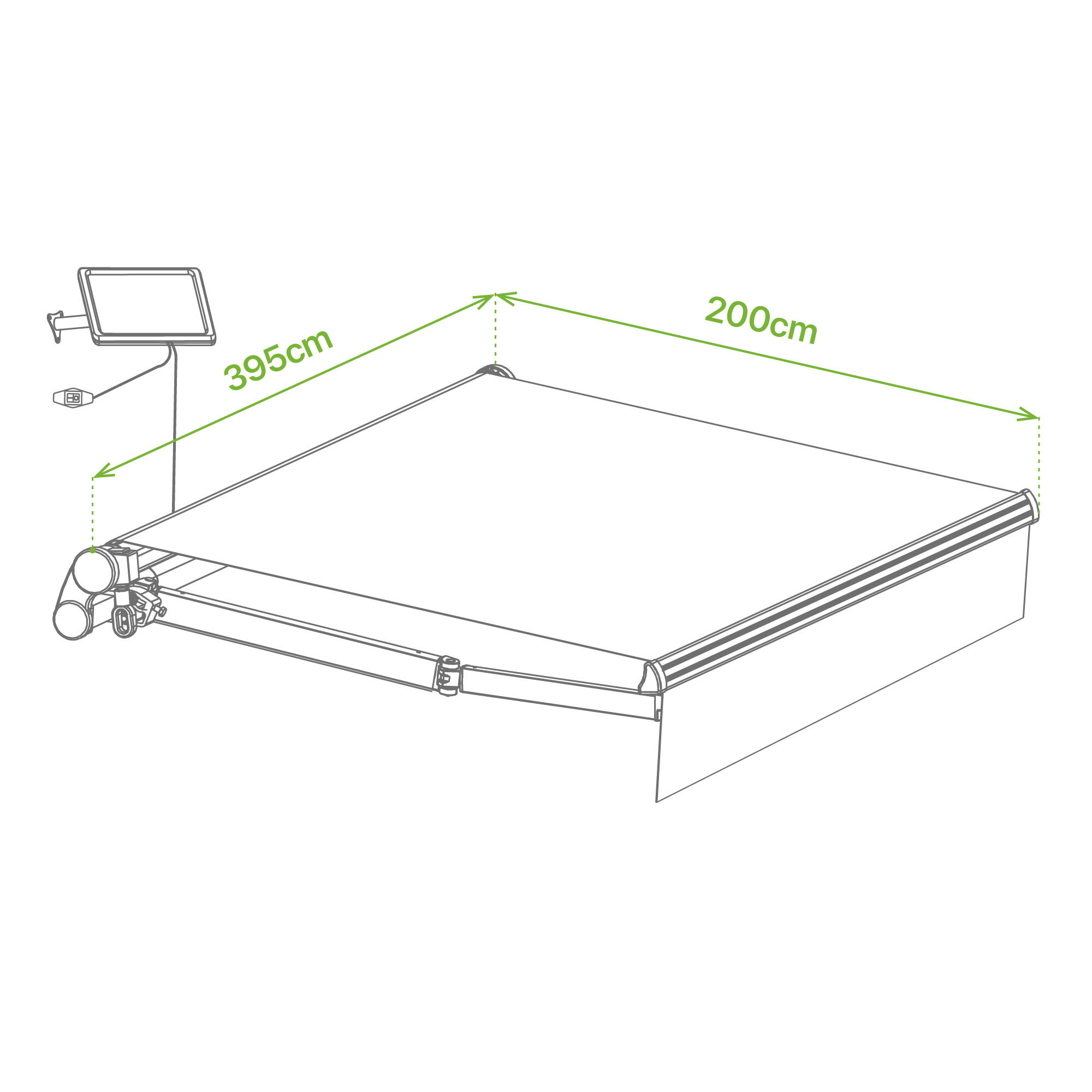 Toldo brazo extensible terraza Oasis manual LED blanco tela beige 4x2.5m - 2
