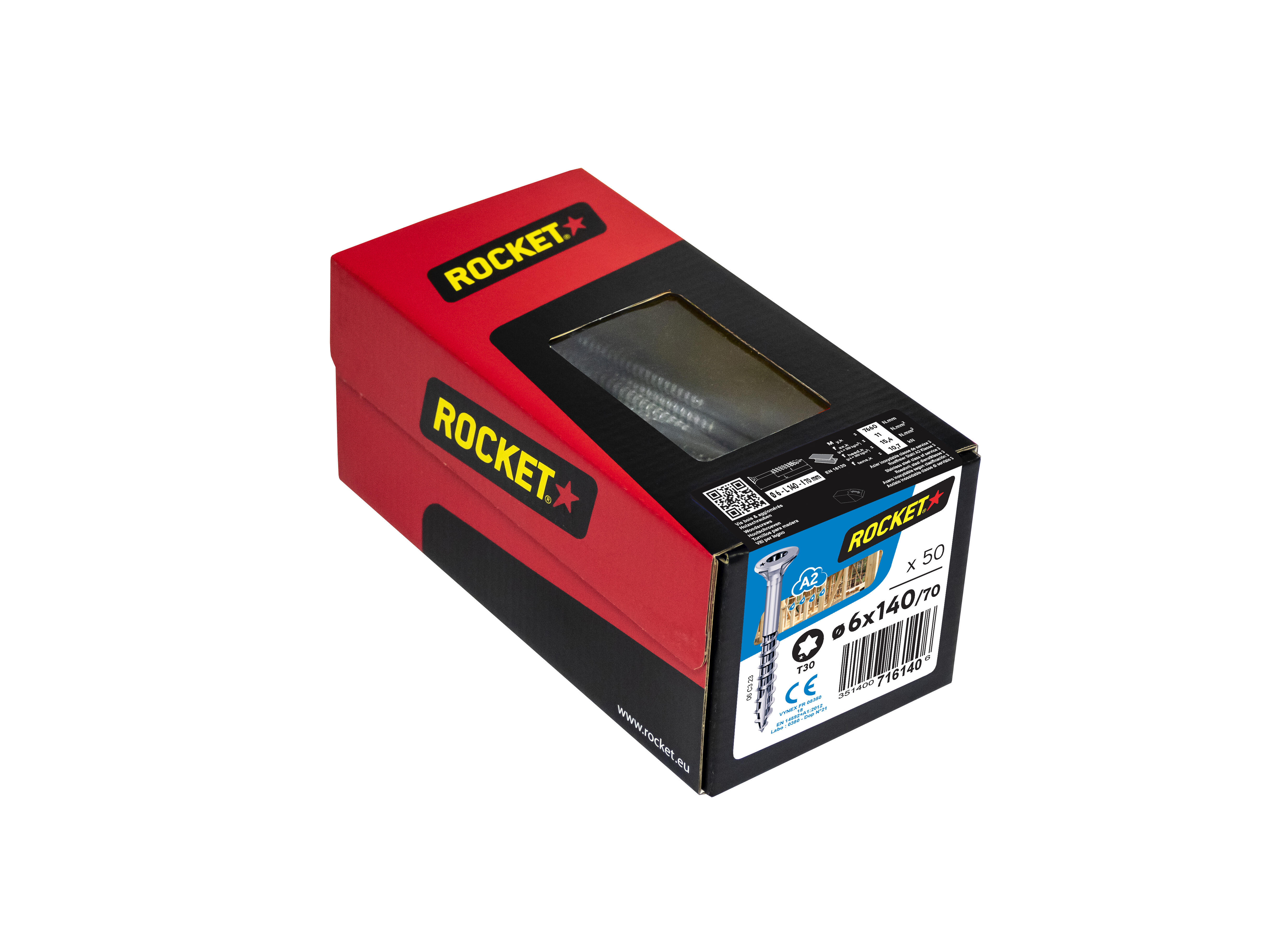 Vis bois inox A2 Diam. 6 x 140 mm Boîte de 50 - ROCKET - 2