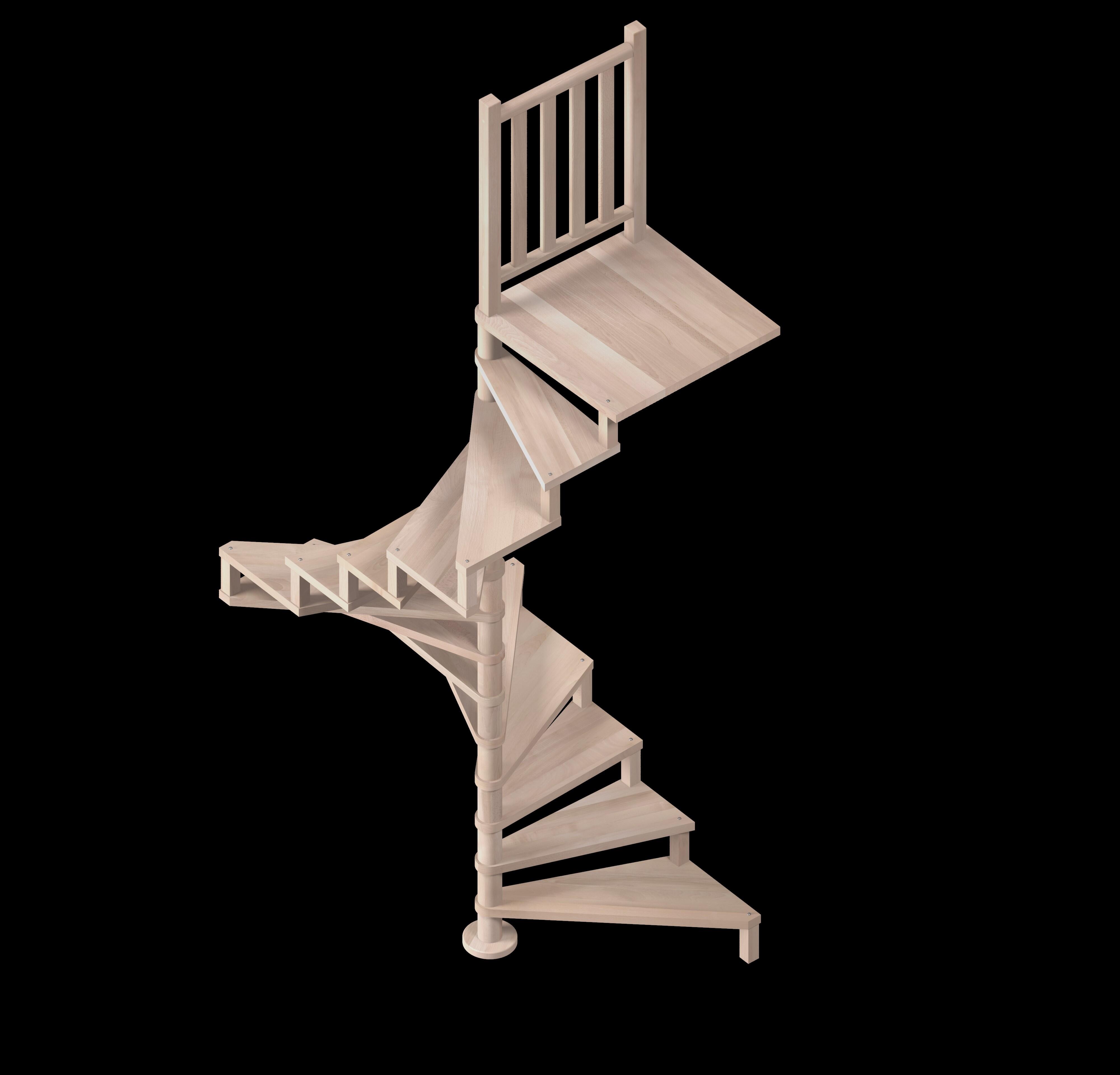 Escalier en colimaçon acier 14 marches hêtre Ø140, Square Luxe  - 3