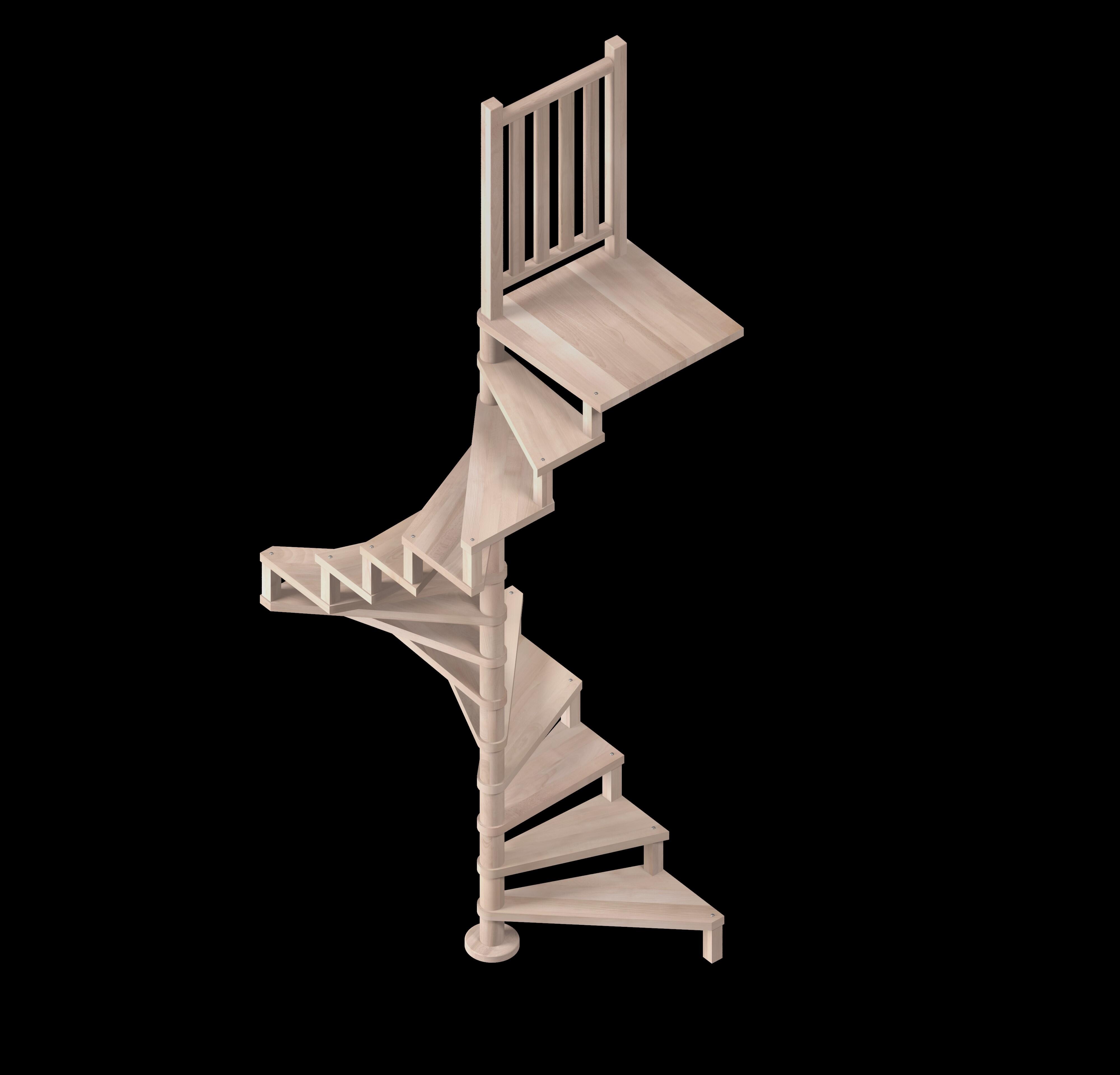 Escalier en colimaçon acier 14 marches hêtre Ø120, Square Luxe  - 4