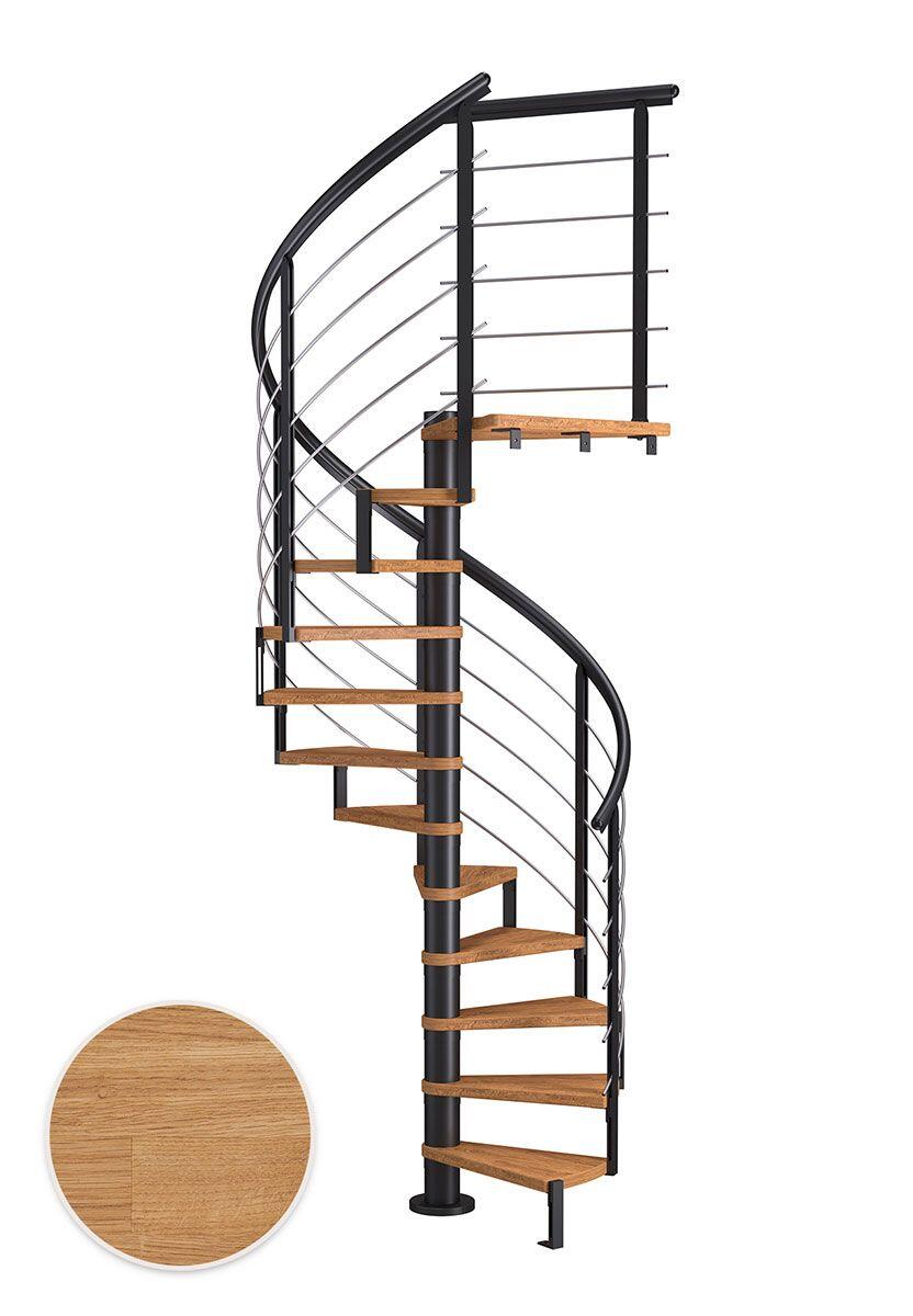 Escalier en colimaçon acier noir 11 marches chêne huilé Ø120, Montreal design - 2
