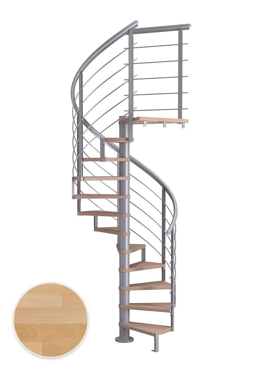 Escalier en colimaçon acier gris 11 marches hêtre huilé Ø120, Montreal design - 2