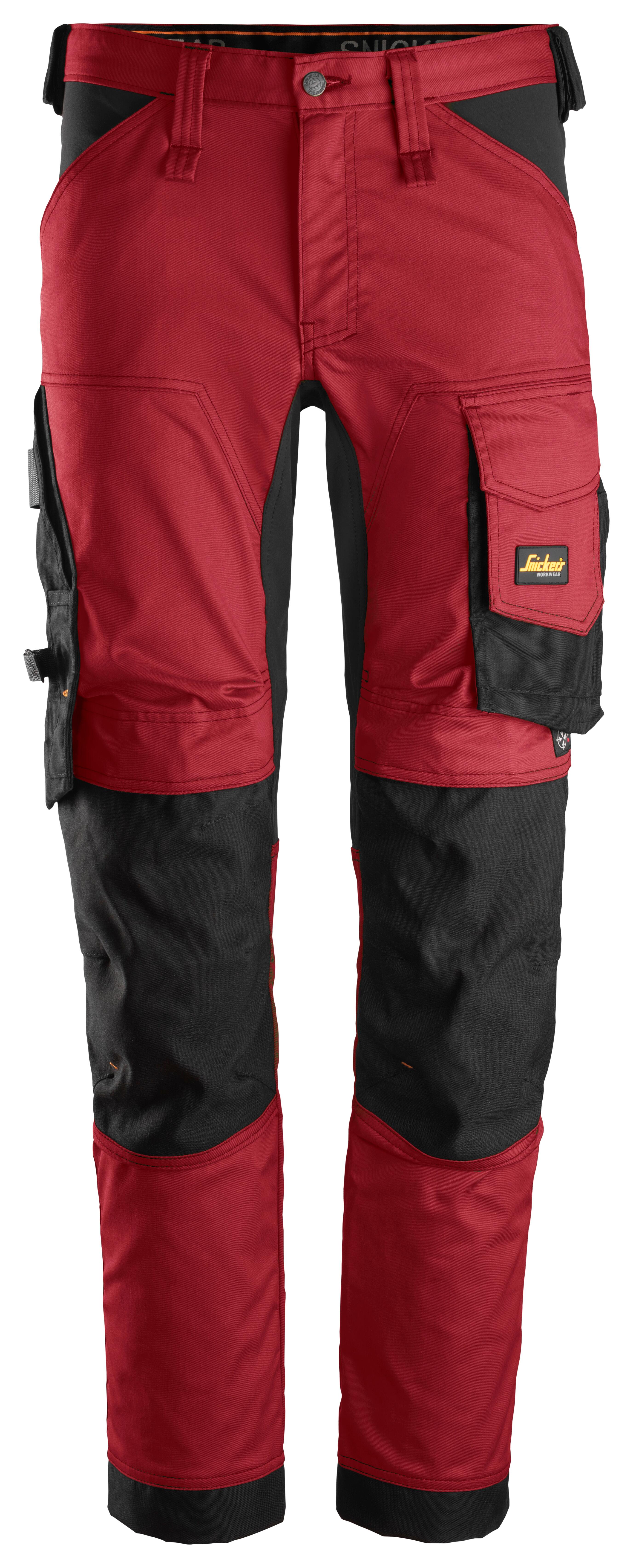 Pantalón trabajo unisex snickers allroundwork - rojo - talla 48 corta