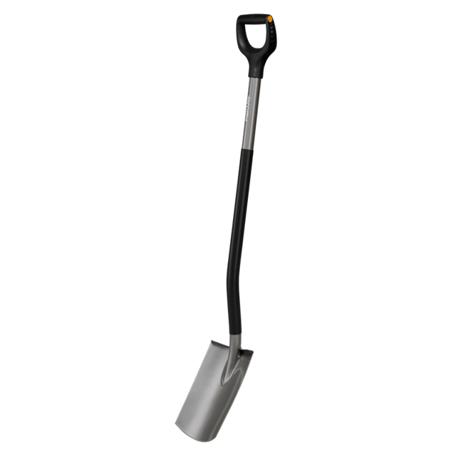 Bêche à bord droit tête et manche acier FISKARS Ergonomic L.125cm