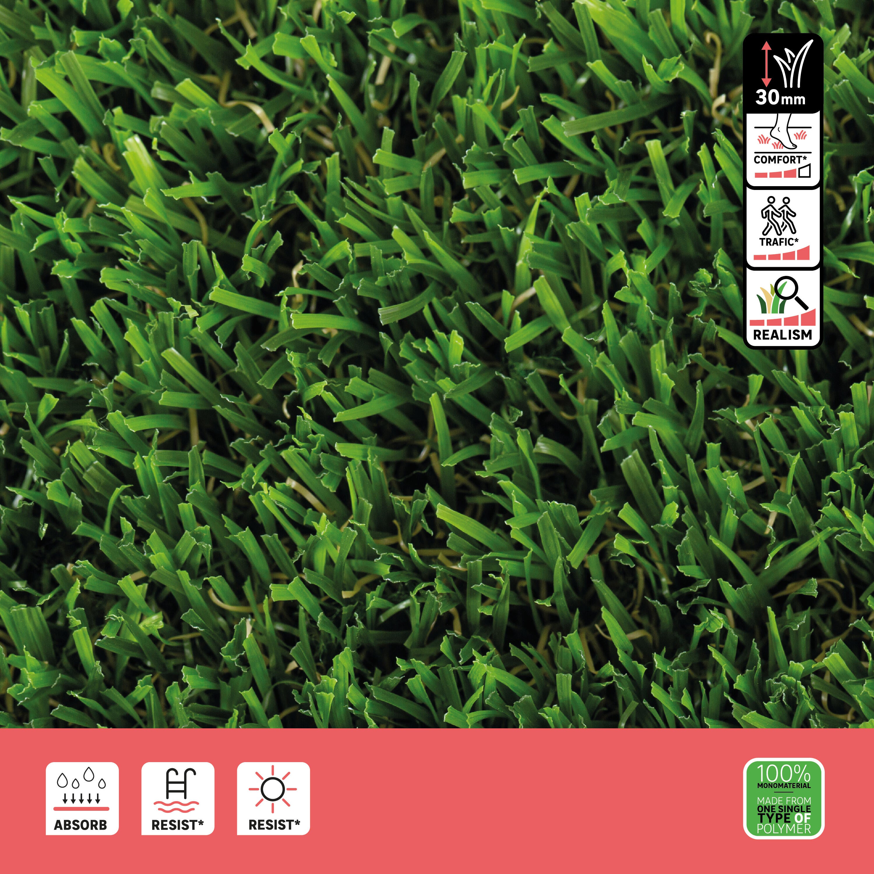 Rolo de relva artificial NATERIAL IBIZA 30MM 1X5M A MEDIDA 30% reciclado 28350 pontadas m2 e 8500 DTex - 6