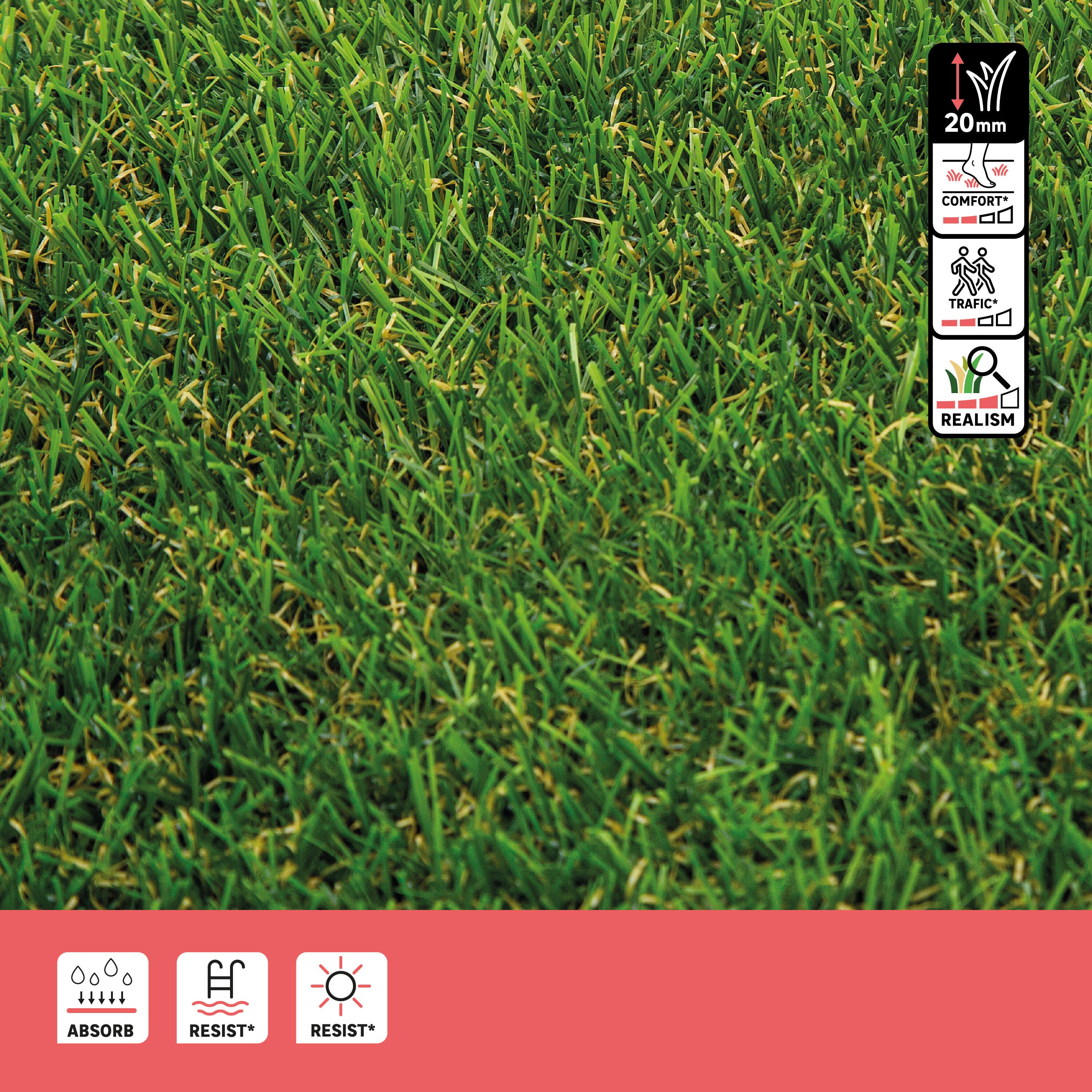 Rotolo di erba sintetica Sp 20 mm drenante e resistente ai raggi UV 5 x 2 m, 10 m² NATERIAL SOLTA - 3