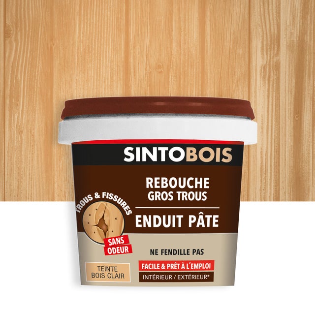 Enduit en pâte Gros trous SINTO bois clair 500 g
