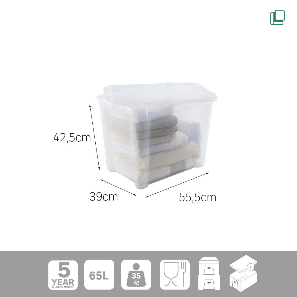 Caja con tapa transparente capacidad de 65 L medidas 55.5x42.5x39 cm - 5