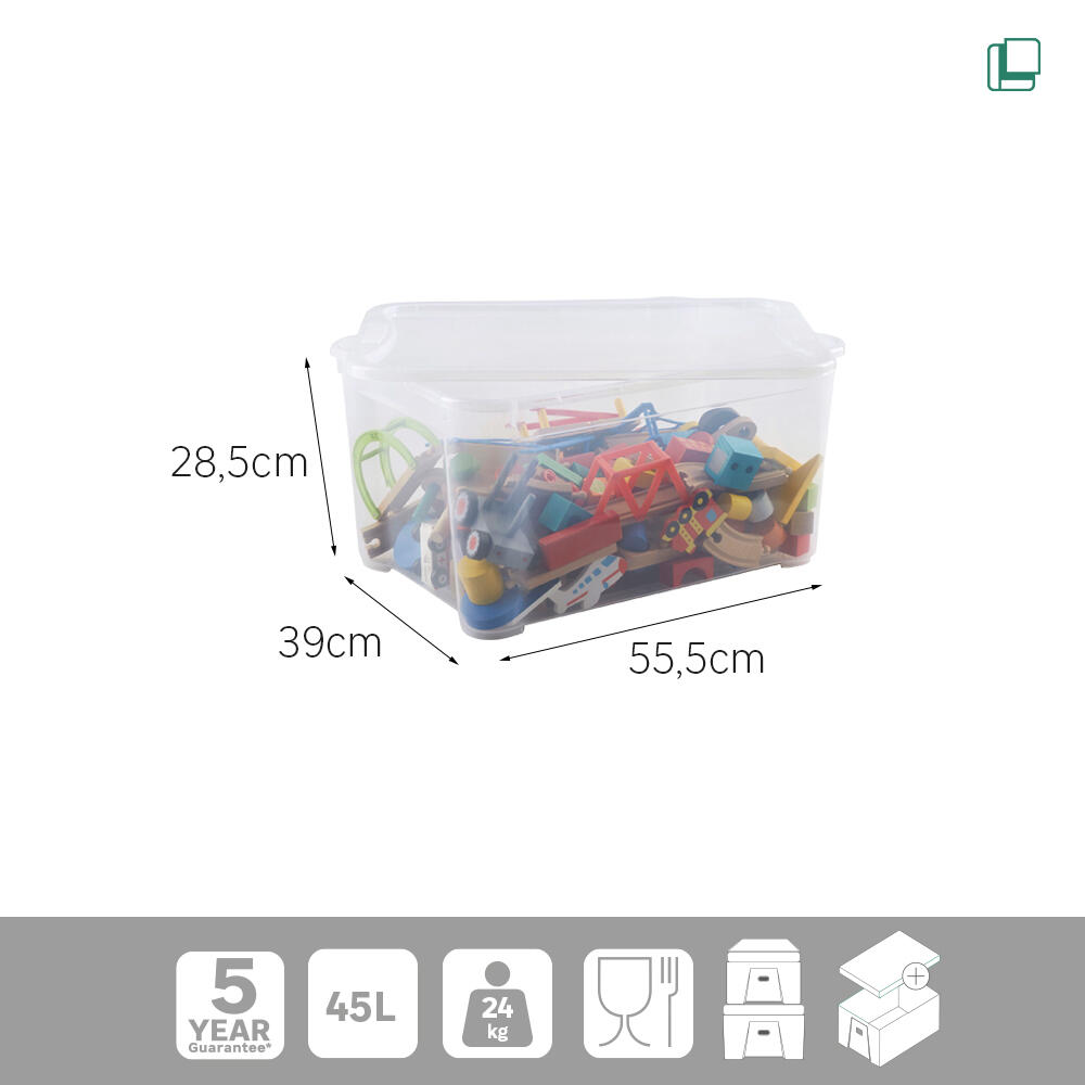 Caixa de arrumação empilhável 28.5X55.5X39CM 45L - 8