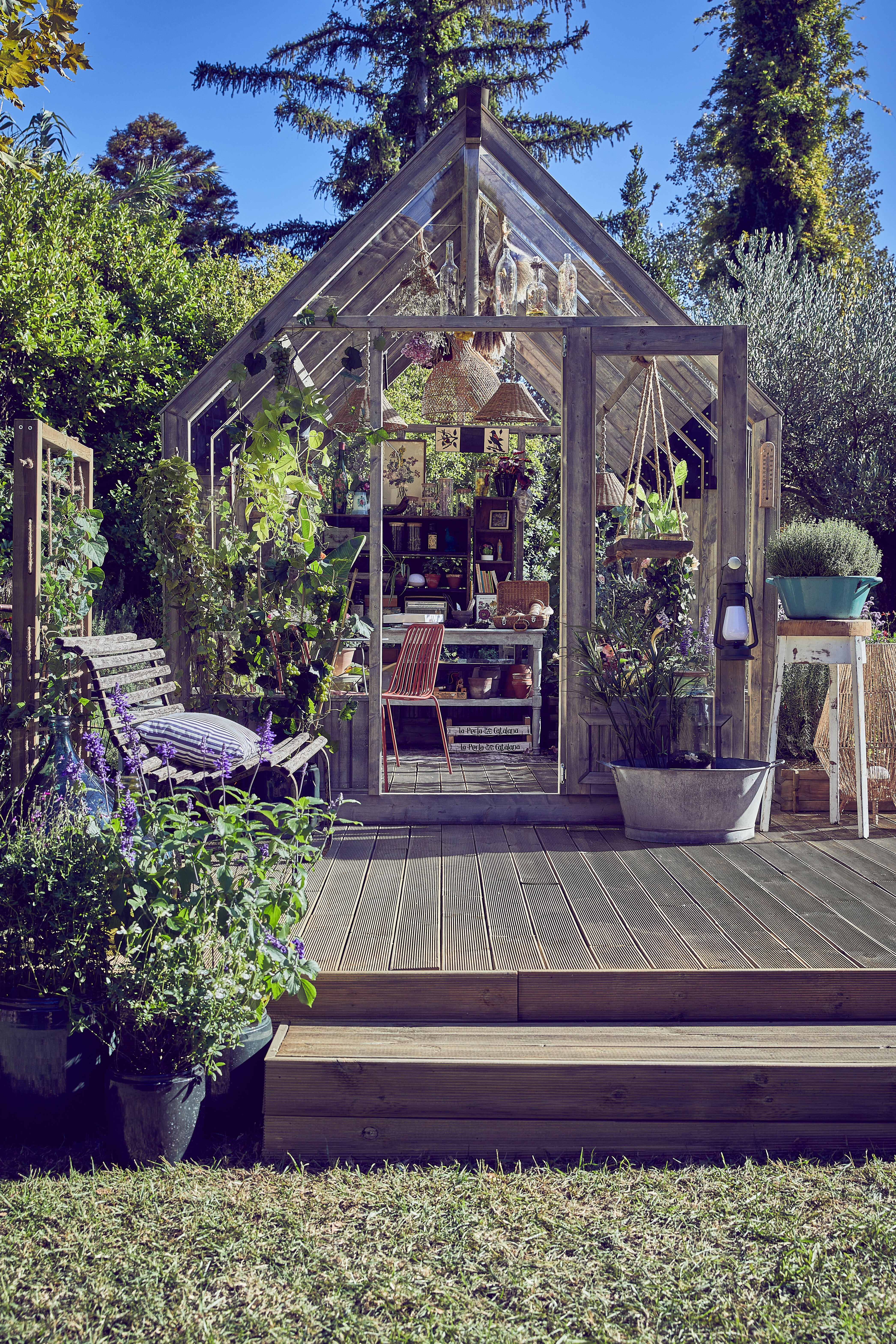 Serre bois PALMAKO Emilia autoclave gris, 8.2 m² verre trempé - 10