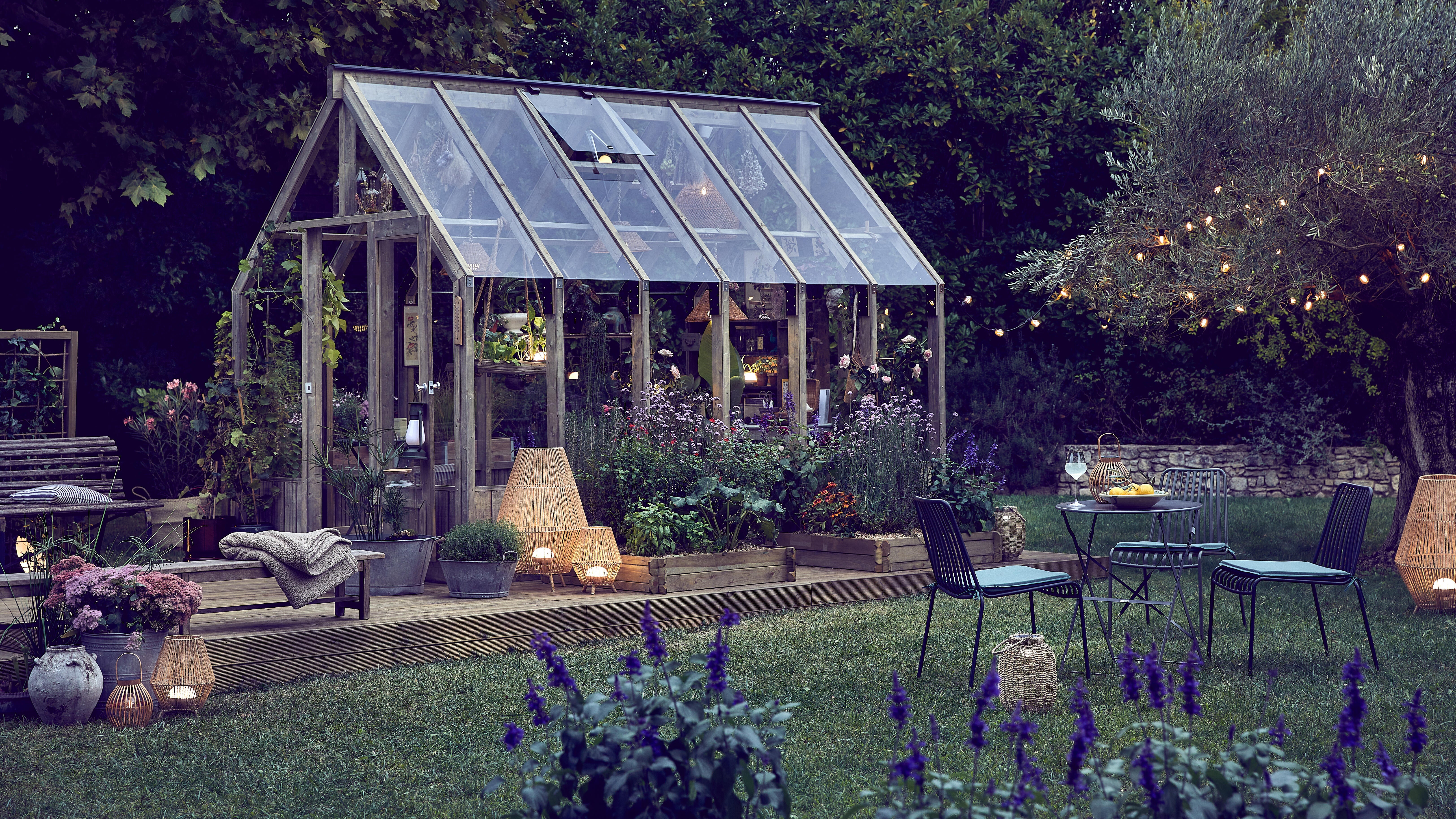 Serre bois PALMAKO Emilia autoclave gris, 8.2 m² verre trempé - 9