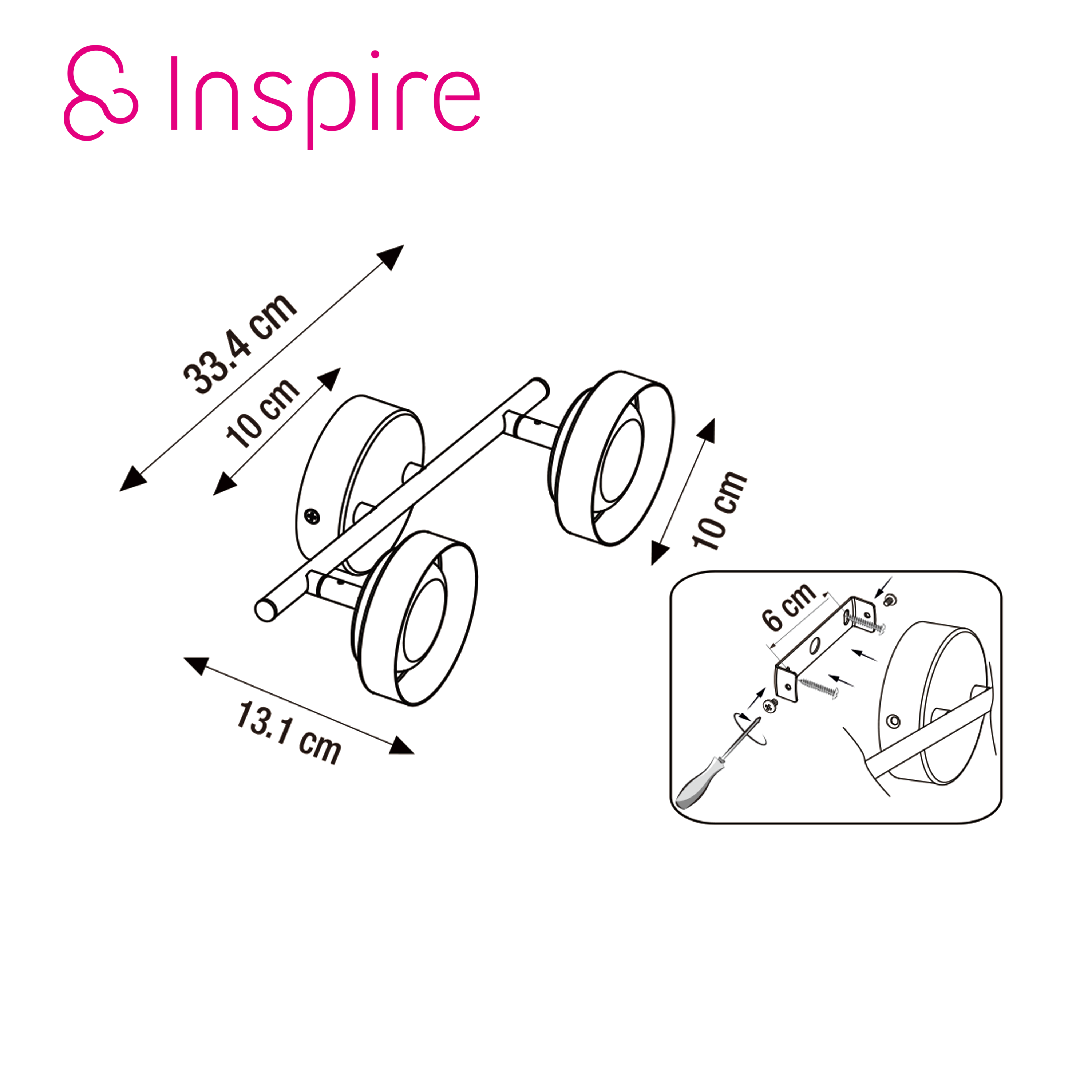 Rampe 2 spots salle de bain LED Malai, blanc neutre, bois / métal noir,  INSPIRE - 6