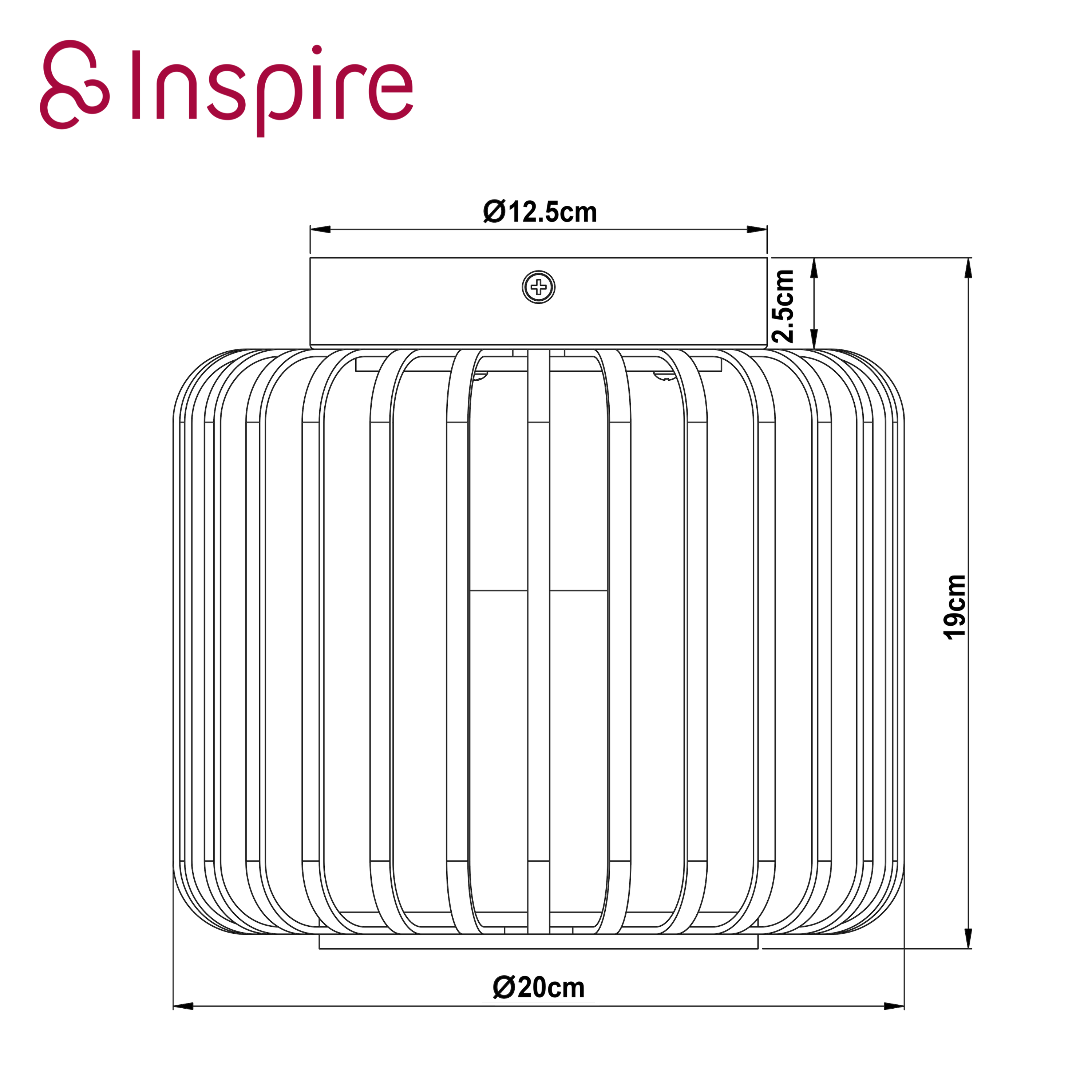 Plafón Pecan INSPIRE E27 negro / bambú 19 cm IP44 - 4