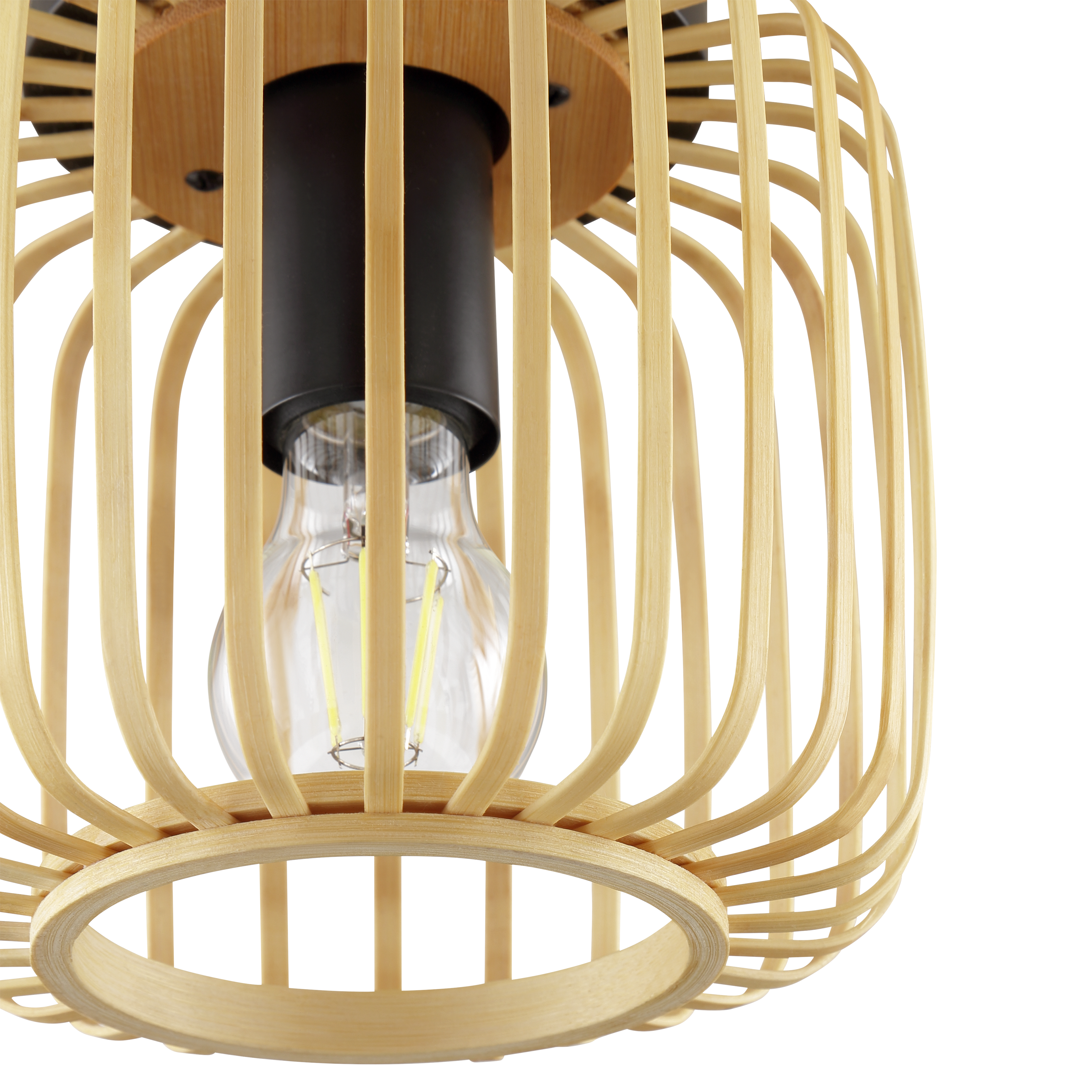 Plafón Pecan INSPIRE E27 negro / bambú 19 cm IP44 - 7