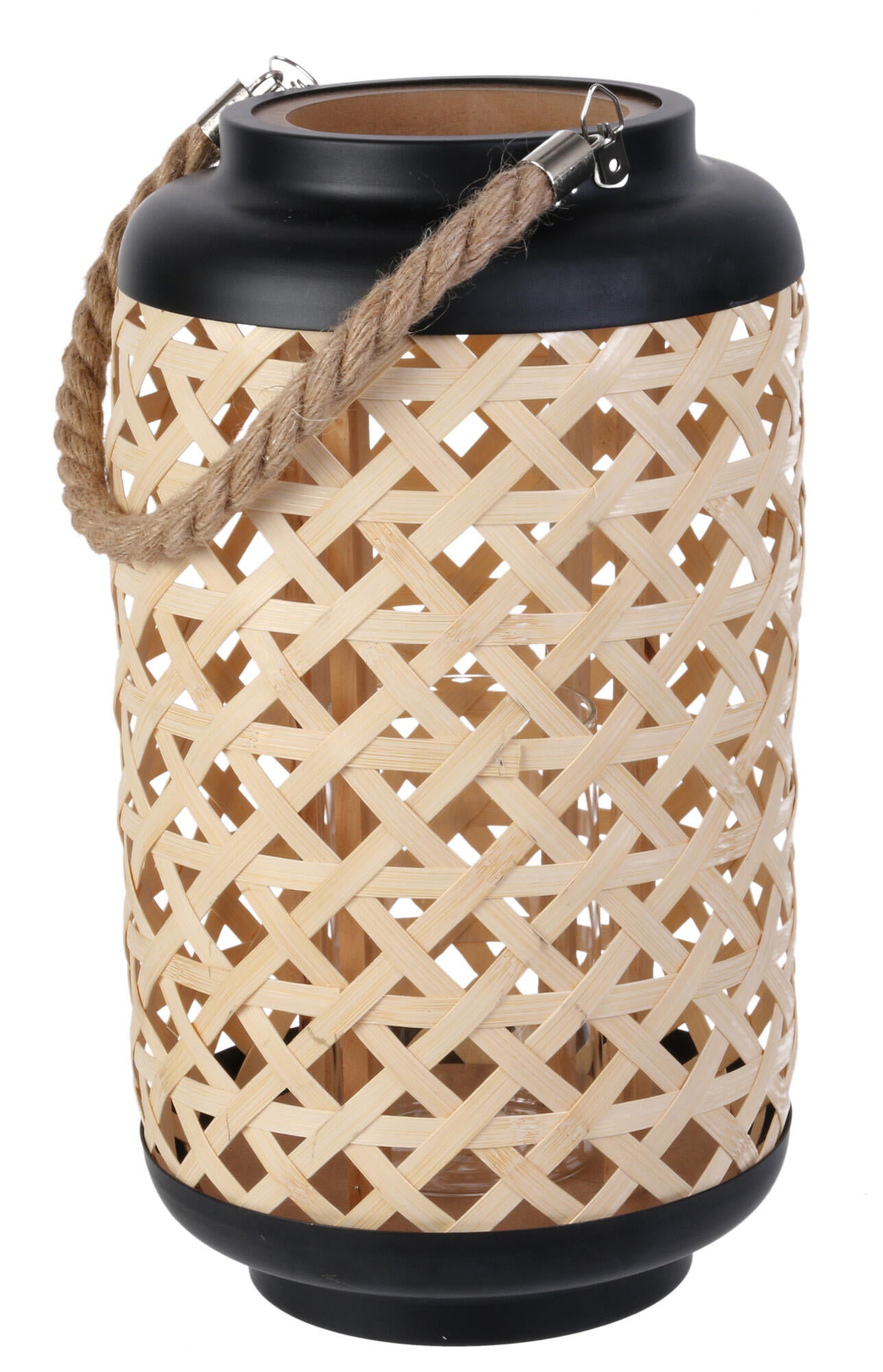 Farol decorativo bambú/negro para vela 21x38.5 cm - 2