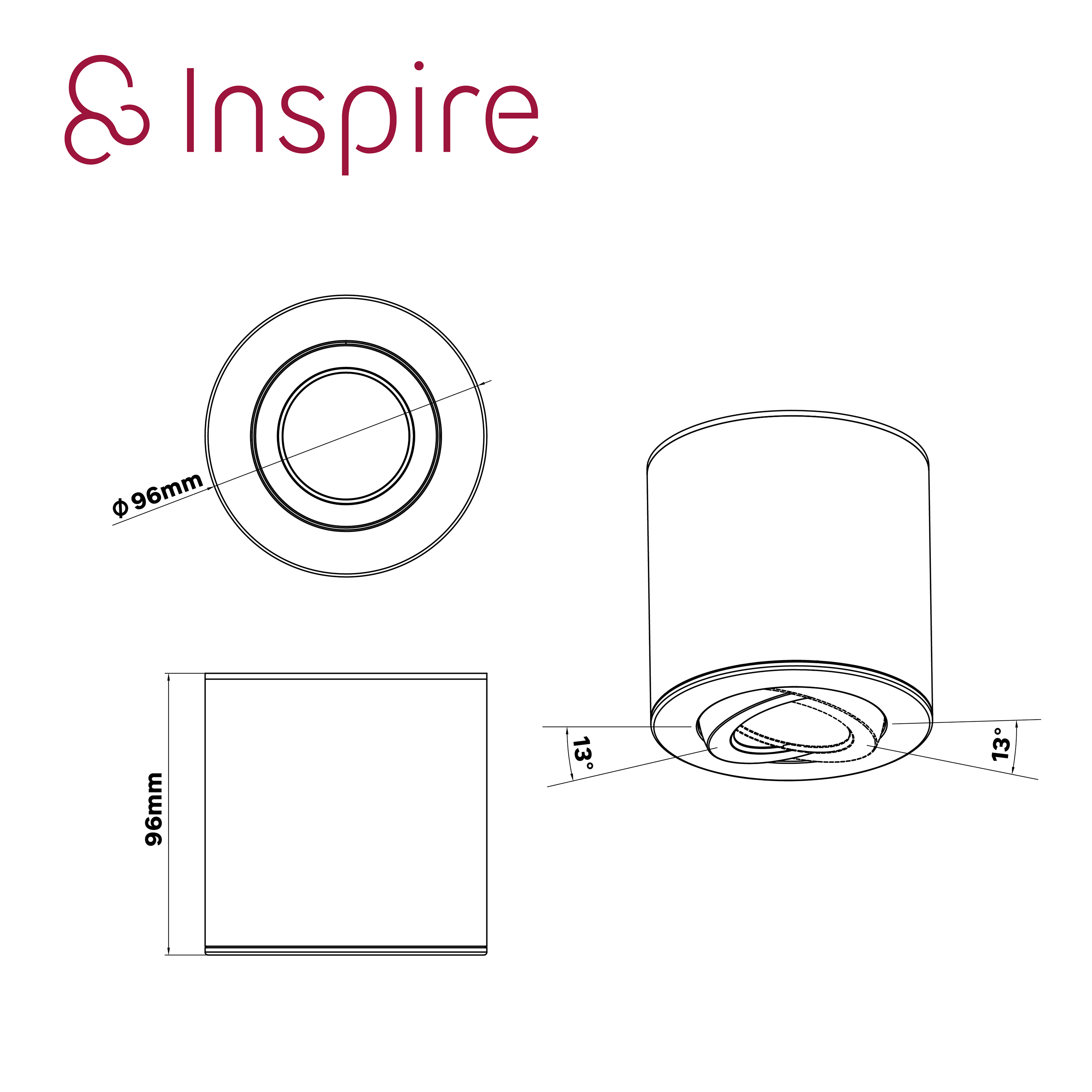 Spot à fixer GU10 H.9,6 cm, design noir, D.9.6 cm Losa INSPIRE - 4