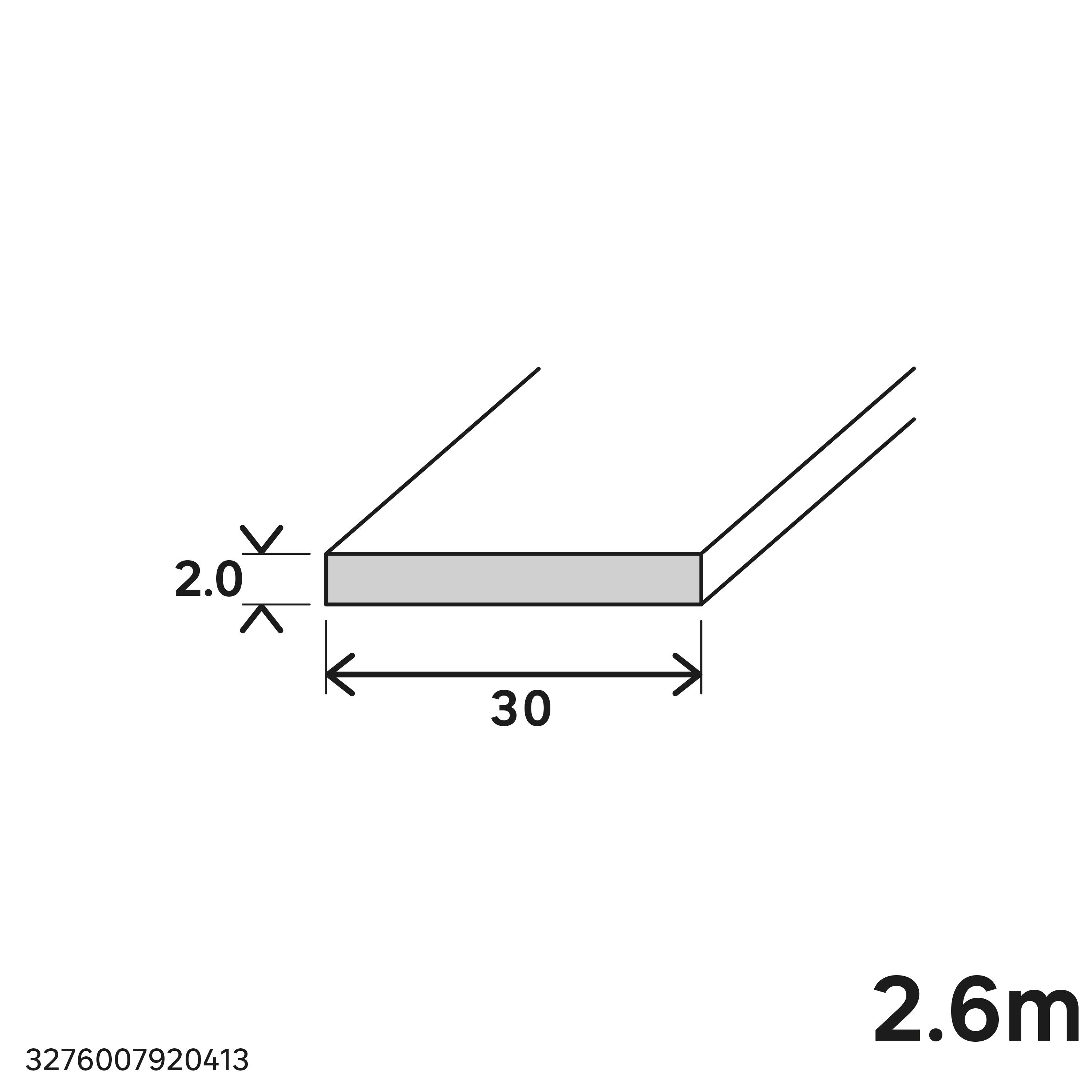 Profilé plat PVC l.30 mm x L.2,6 m noir  - 3