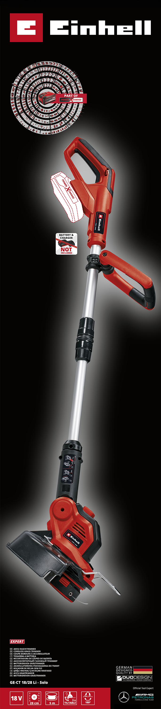 Podkaszarka akumulatorowa 18V 28cm 2.5Ah GE-CT 18/28 Li Power X-Change Einhell - 2