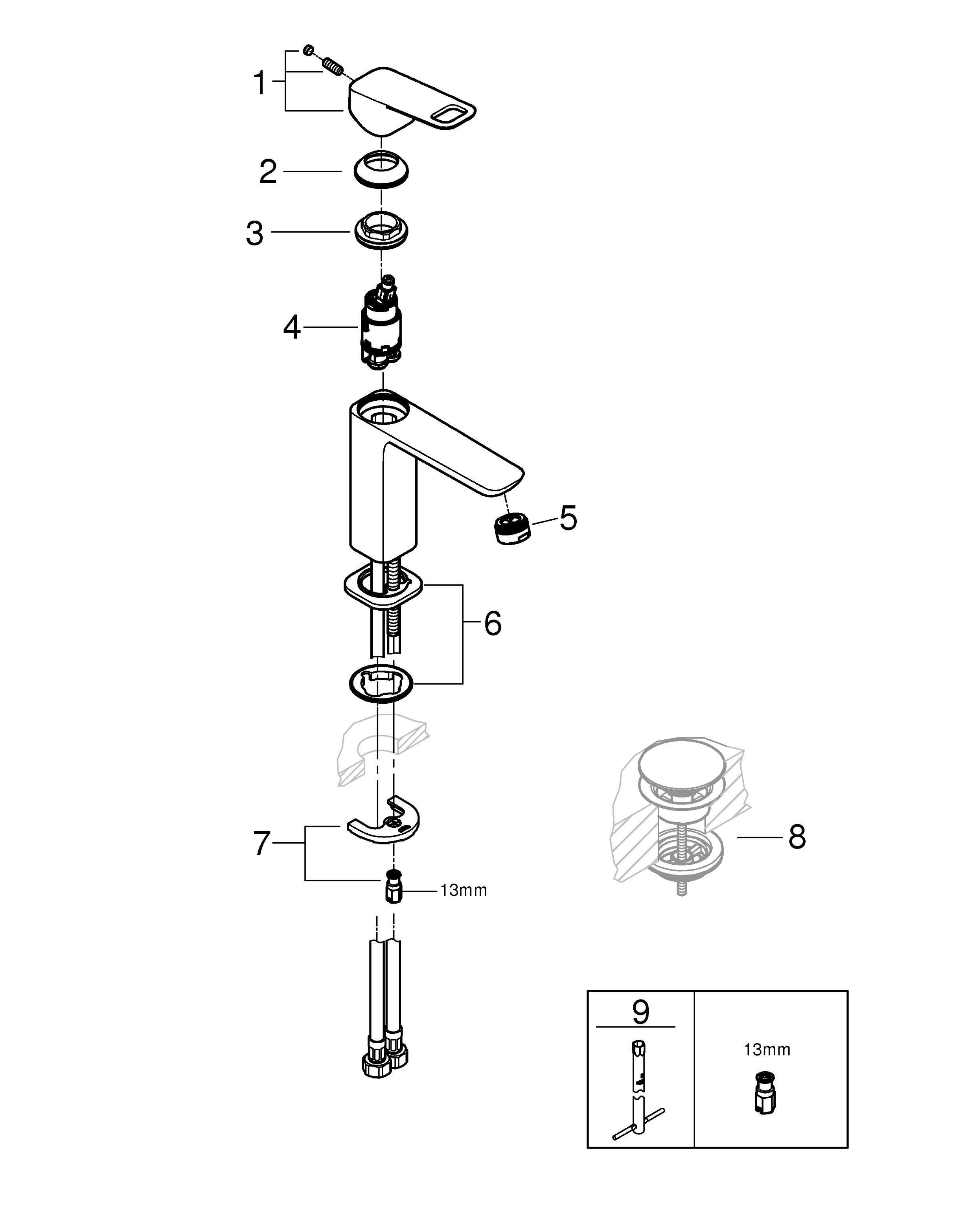 Mitigeur de lavabo chrome M, Clova Pulse, GROHE - 6