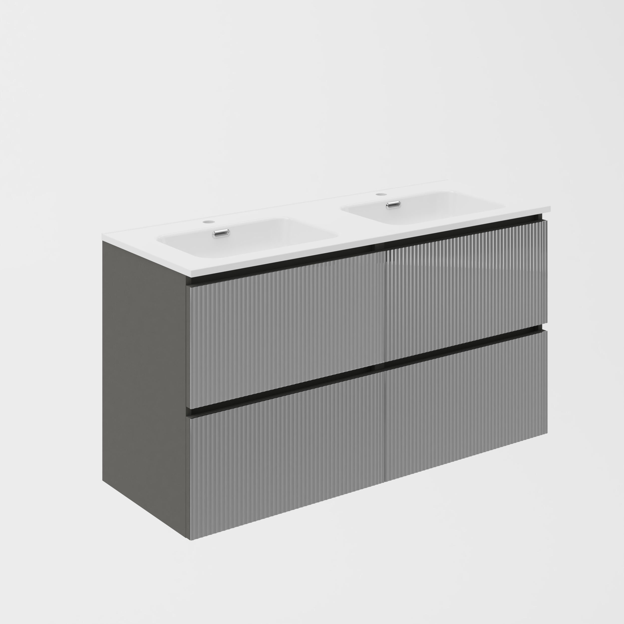 Mueble de baño cristal gris oscuro 120x46 cm