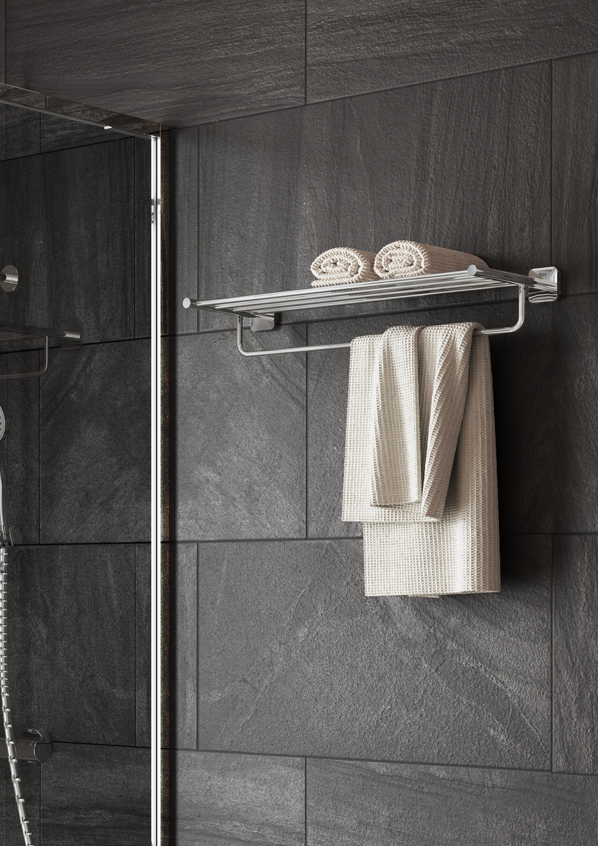 Toallero de pared cromo brillante para atornillar Adagio-N 60.8x10.4x19.9 cm - 4