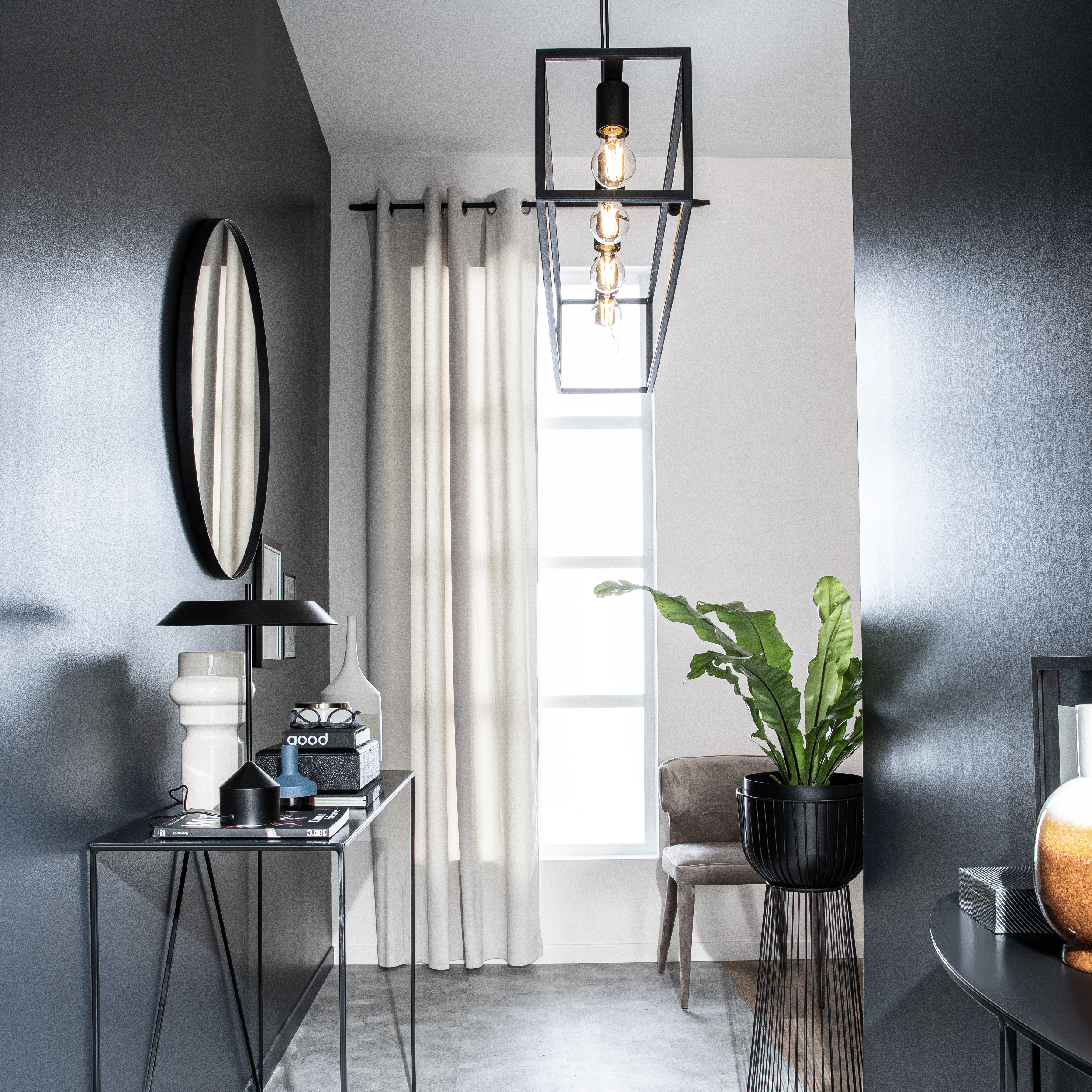 Lampa wisząca Eldrick czarna 5 x E27 Inspire