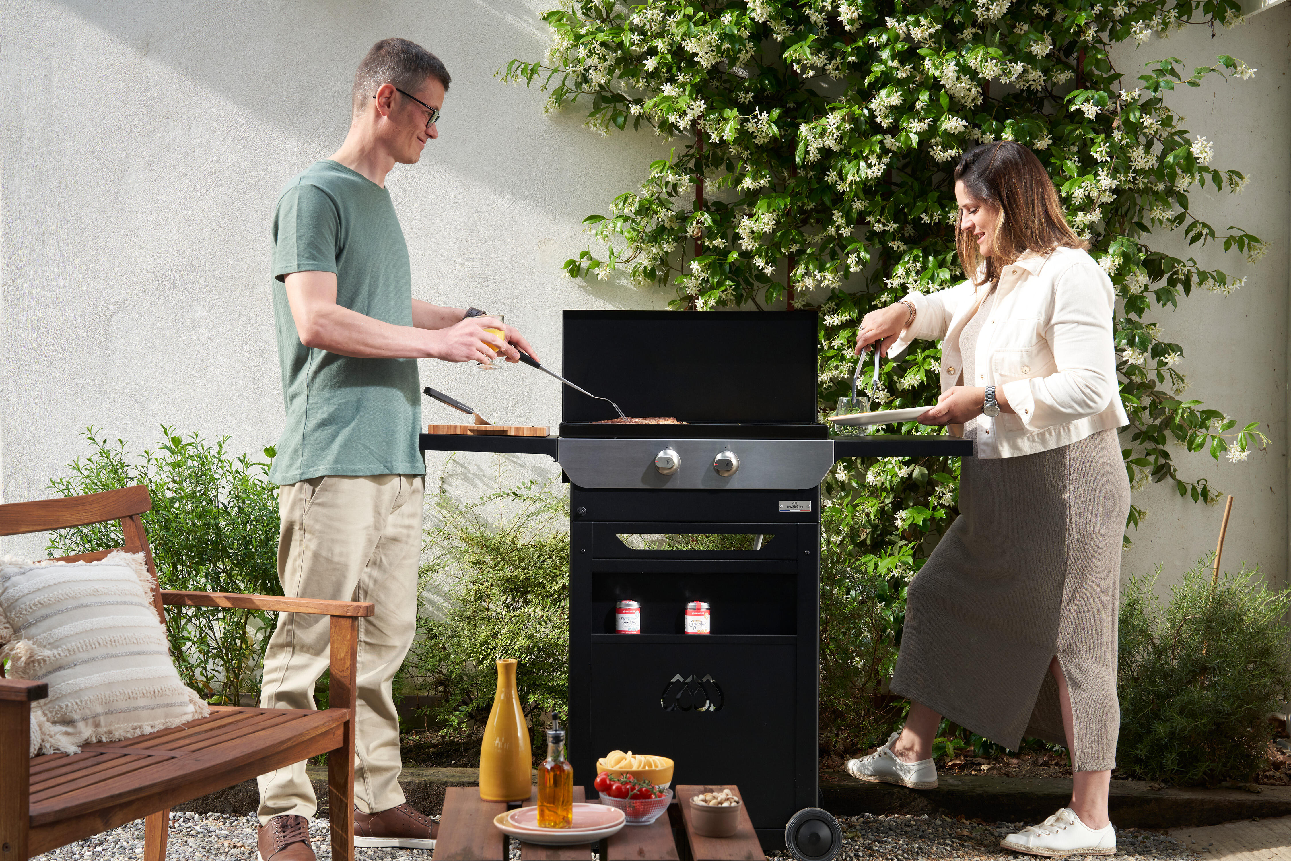 Plancha gaz LE MARQUIER Original 260 DUO, Chariot + couvercle - 3
